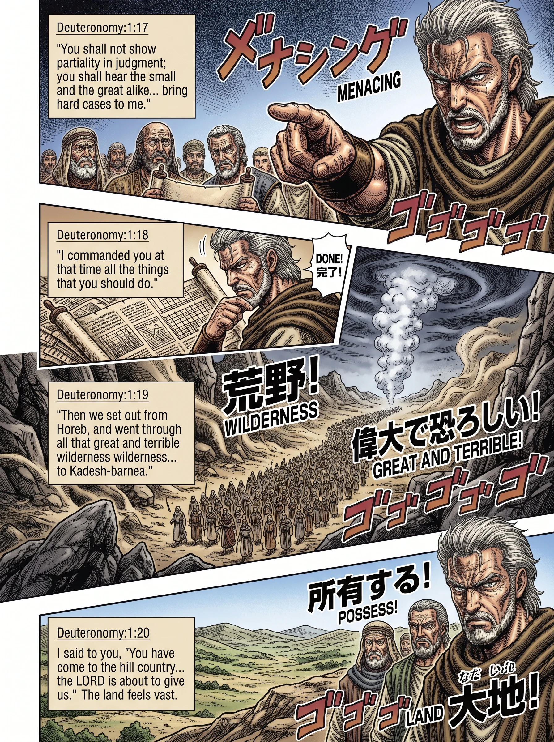 Deuteronomy 1 illustration: Impartial Judgment and Wilderness Journey Recalled