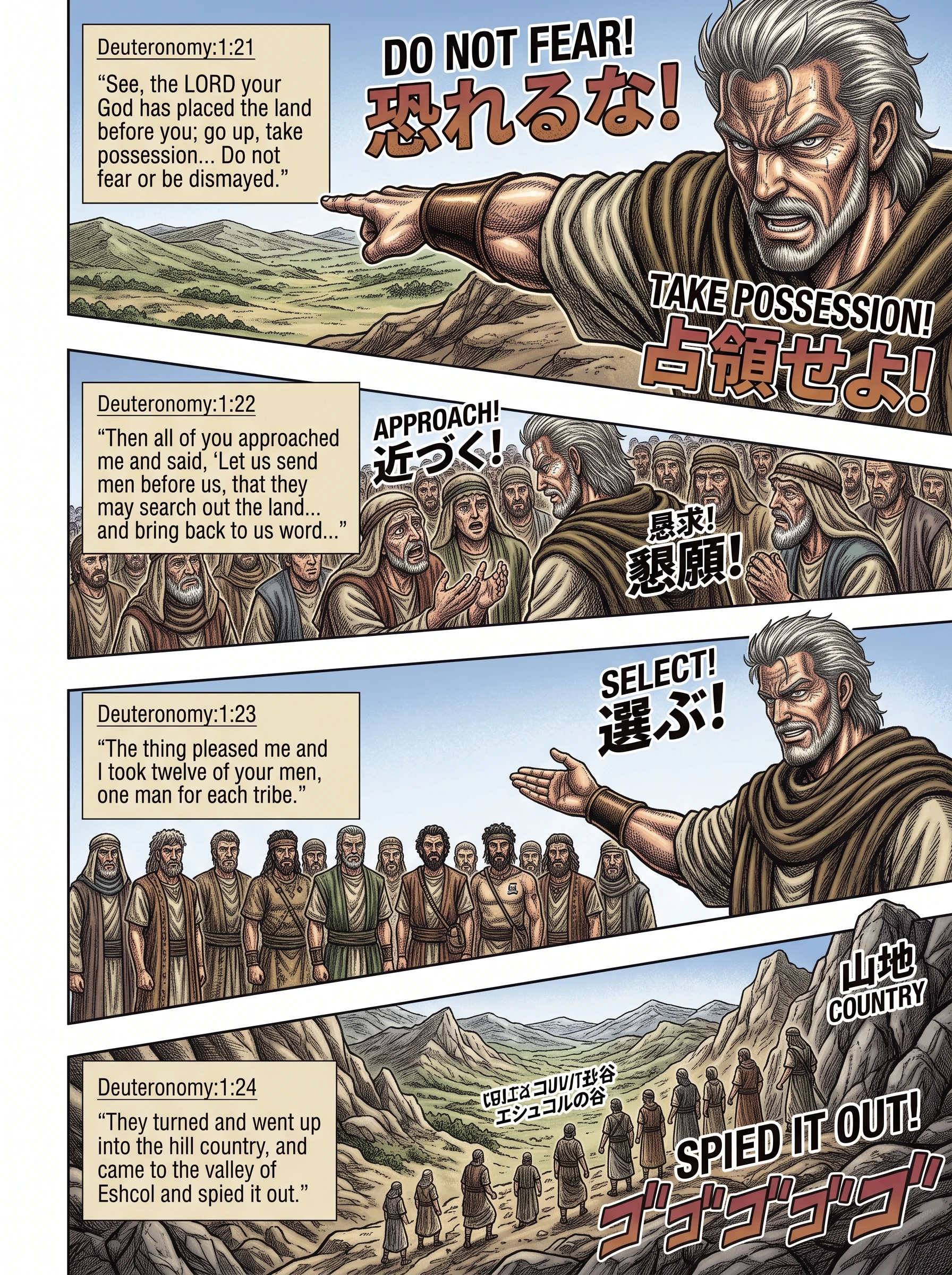 Deuteronomy 1 illustration: Twelve Spies Sent Into the Land