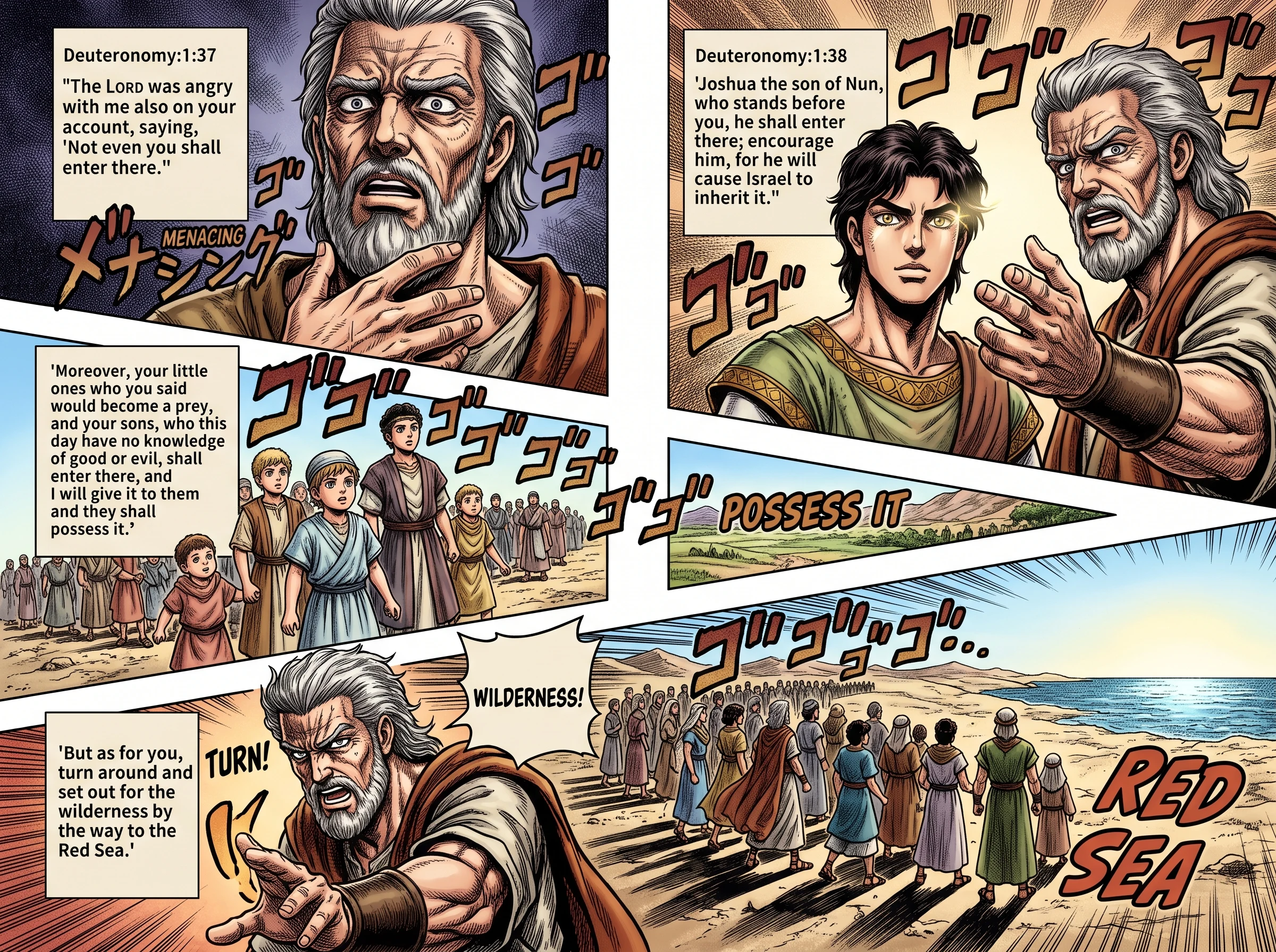 Deuteronomy 1 illustration: Joshua Chosen and Children Promised Entry