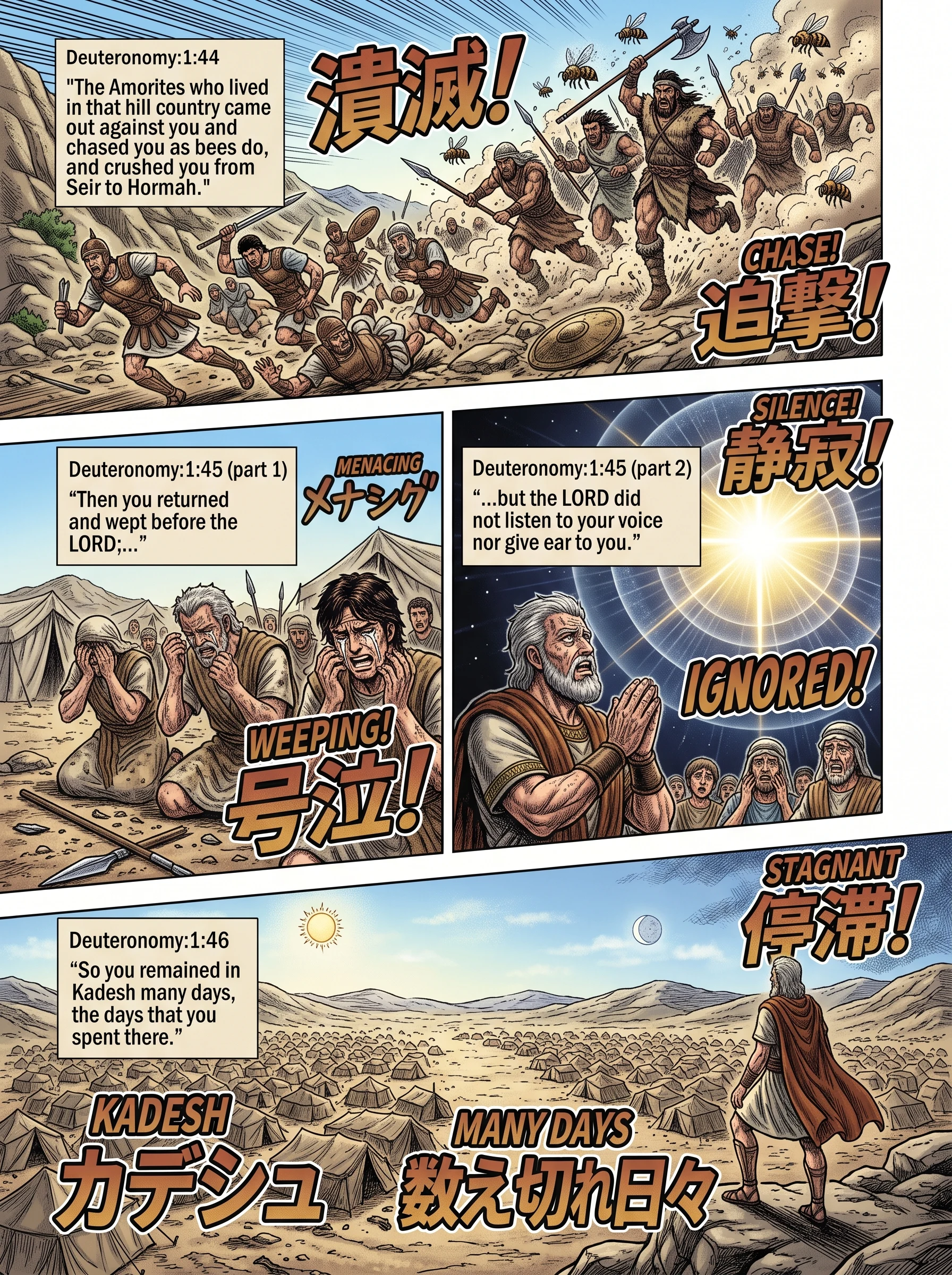 Deuteronomy 1 illustration: Israel Defeated by Amorites at Hormah