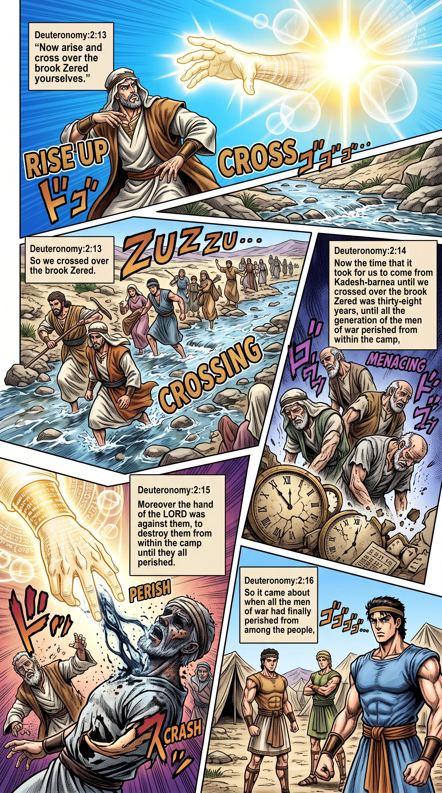 Deuteronomy 2 illustration: Crossing Brook Zered After Thirty-Eight Years