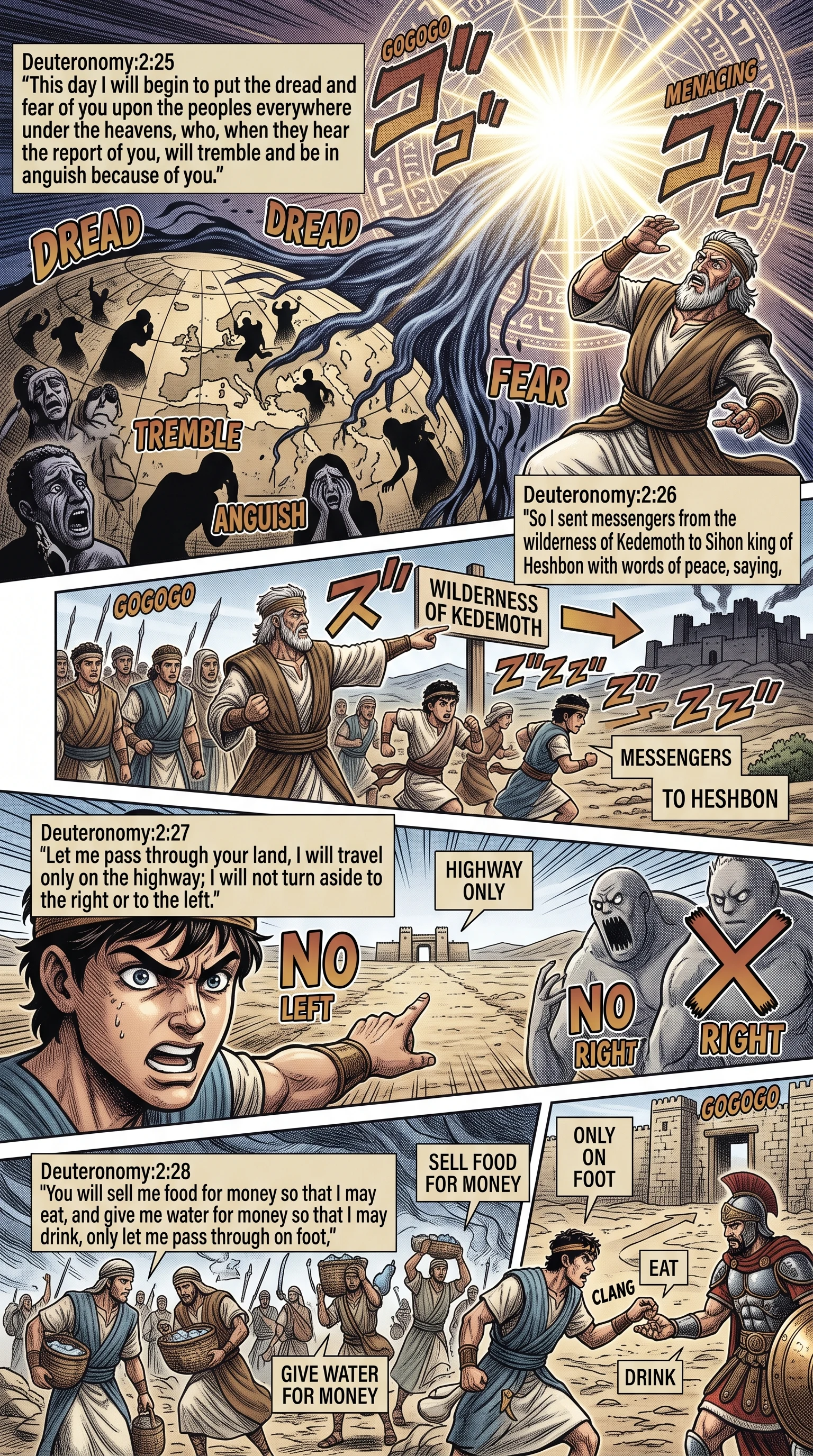 Deuteronomy 2 illustration: Peaceful Passage Requested from King Sihon