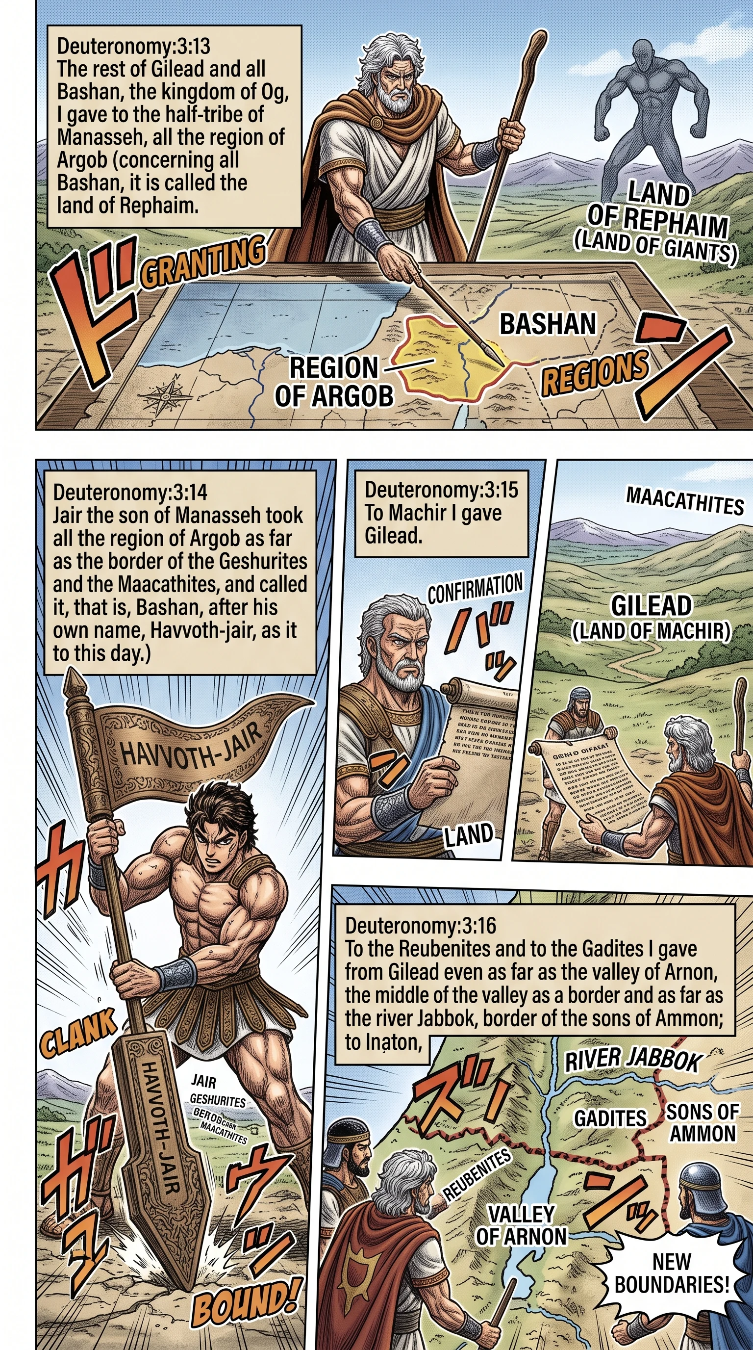 Deuteronomy 3 illustration: Distribution of Lands to Eastern Tribes