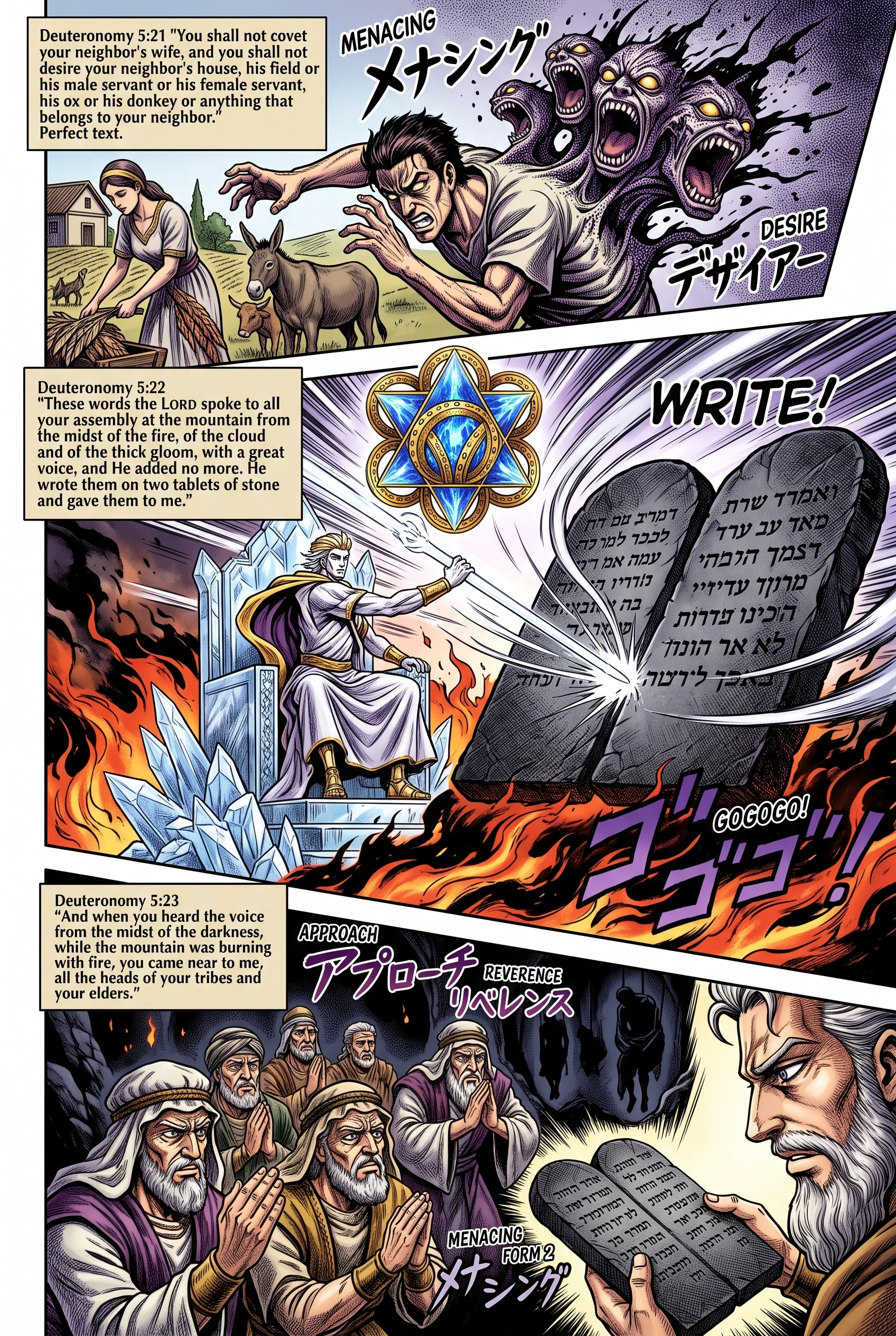 Deuteronomy 5 illustration: Commandment Against Coveting Written on Stone