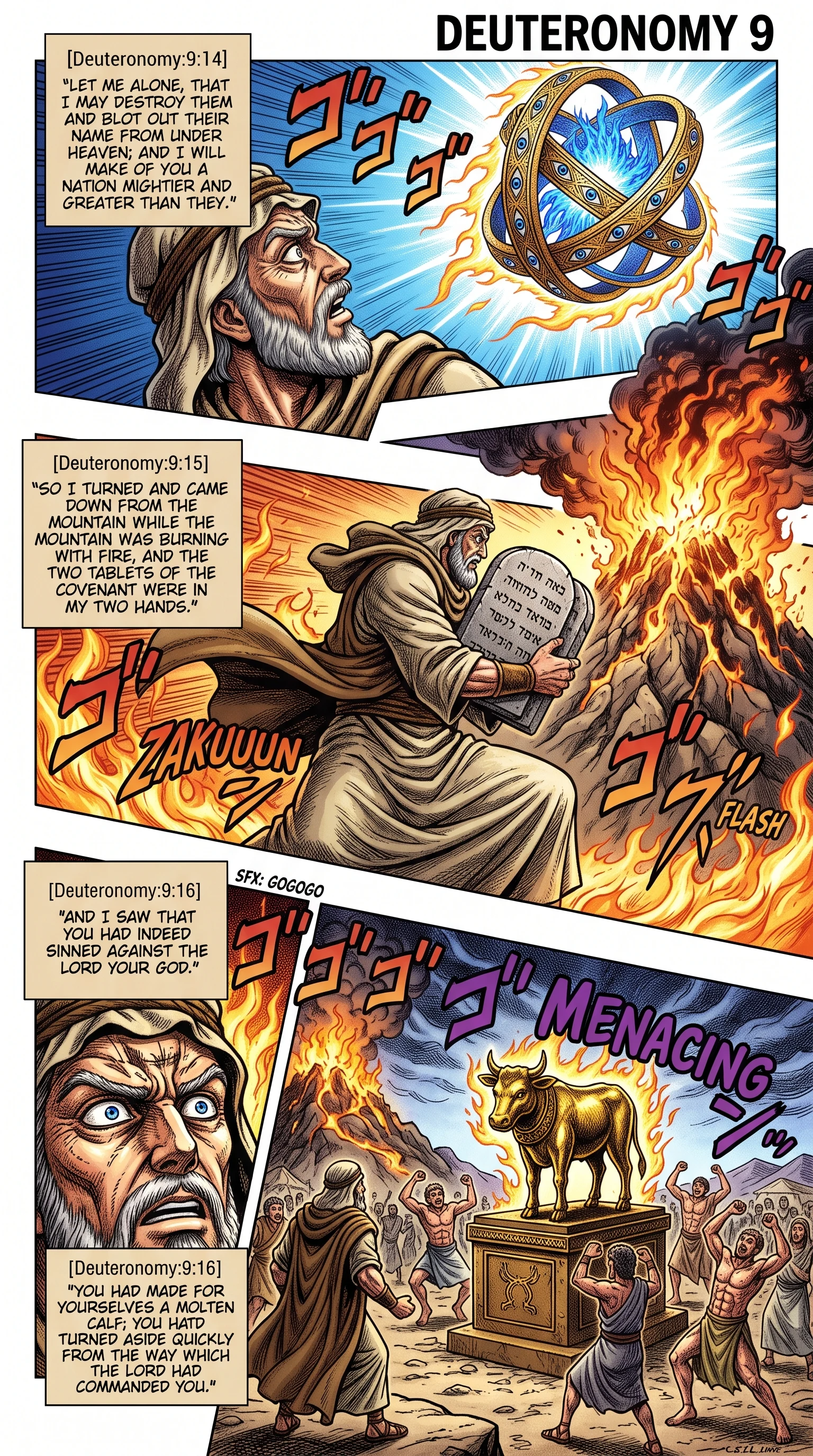Deuteronomy 9 illustration: Moses Descends and Sees the Calf