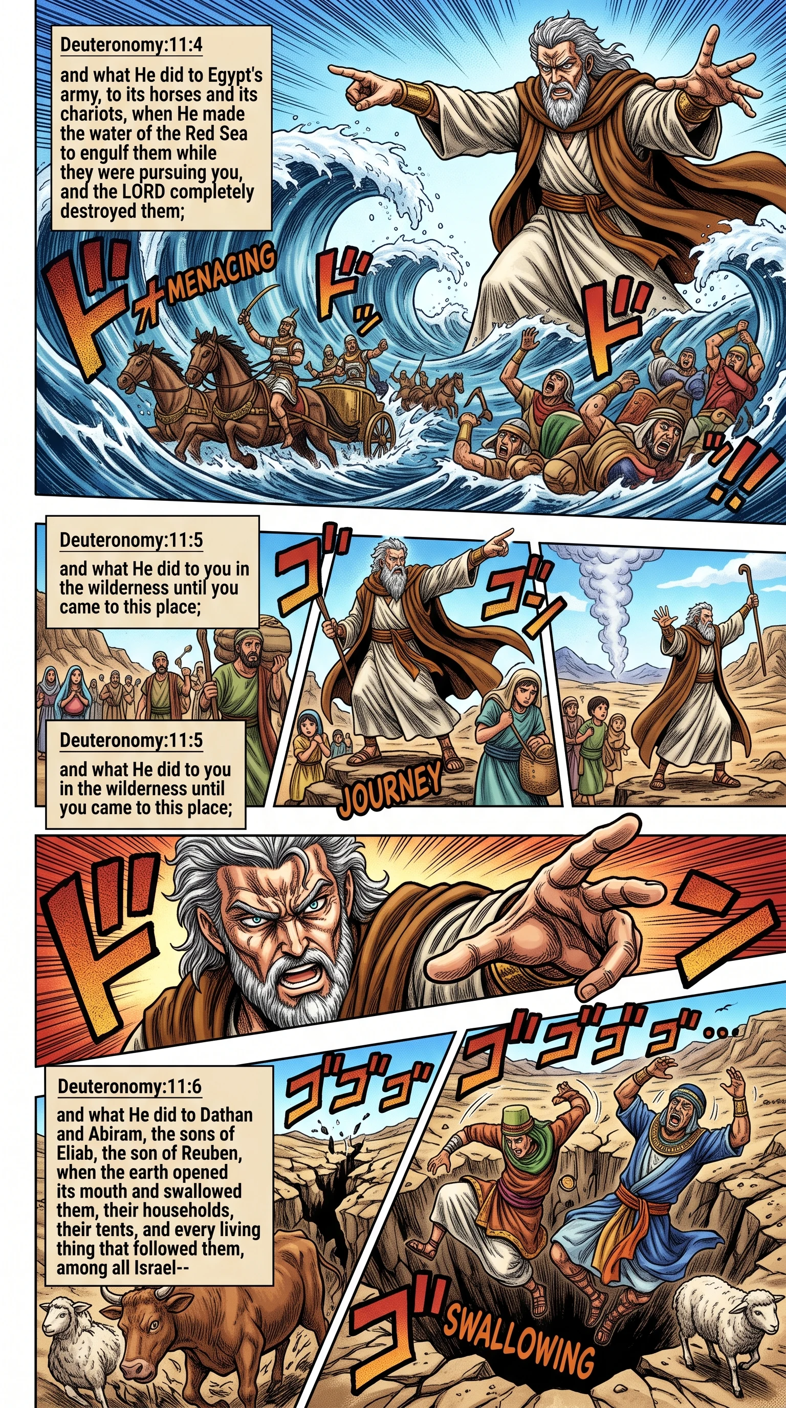 Deuteronomy 11 illustration: Judgment on Egyptian Army and Dathan