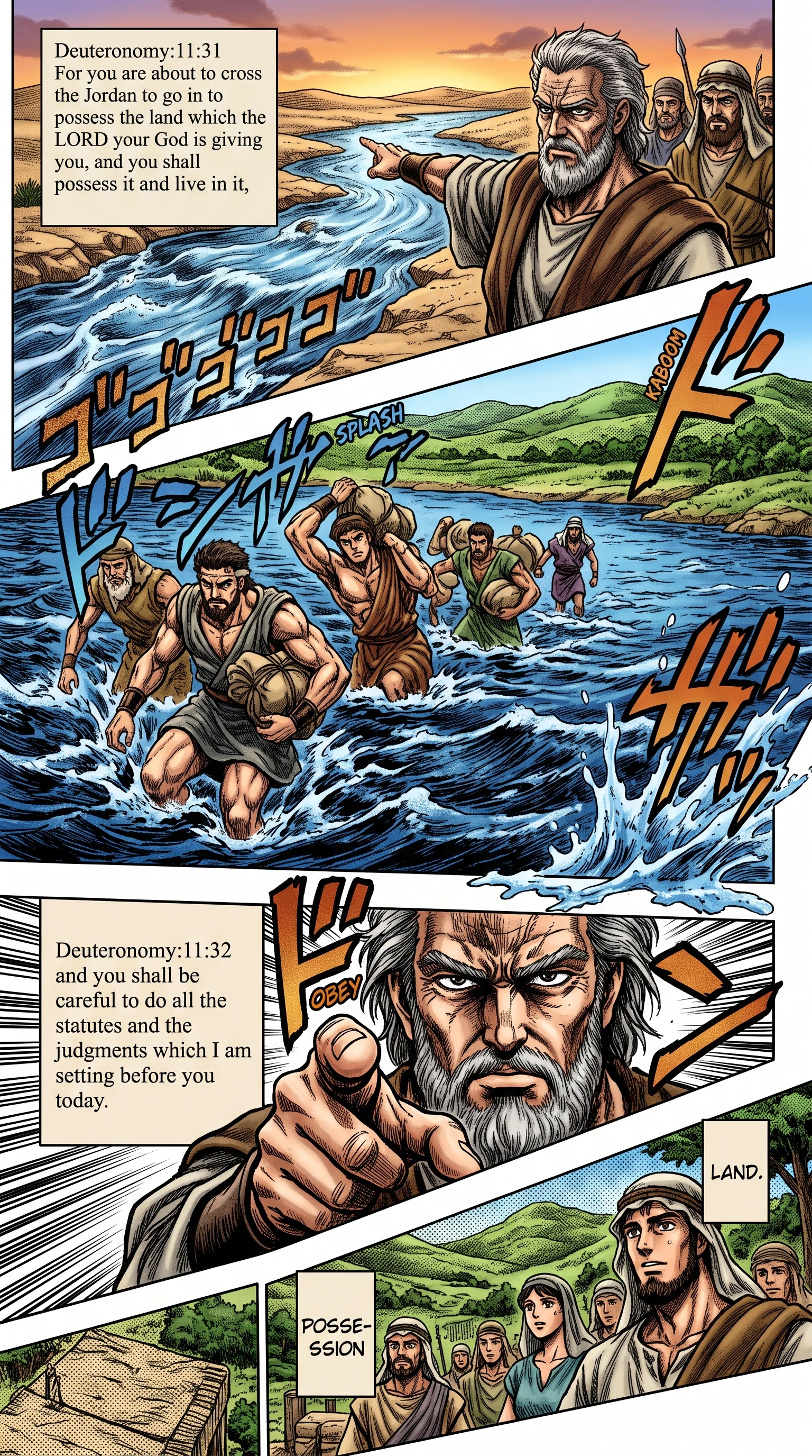 Deuteronomy 11 illustration: Crossing Jordan to Observe All Statutes