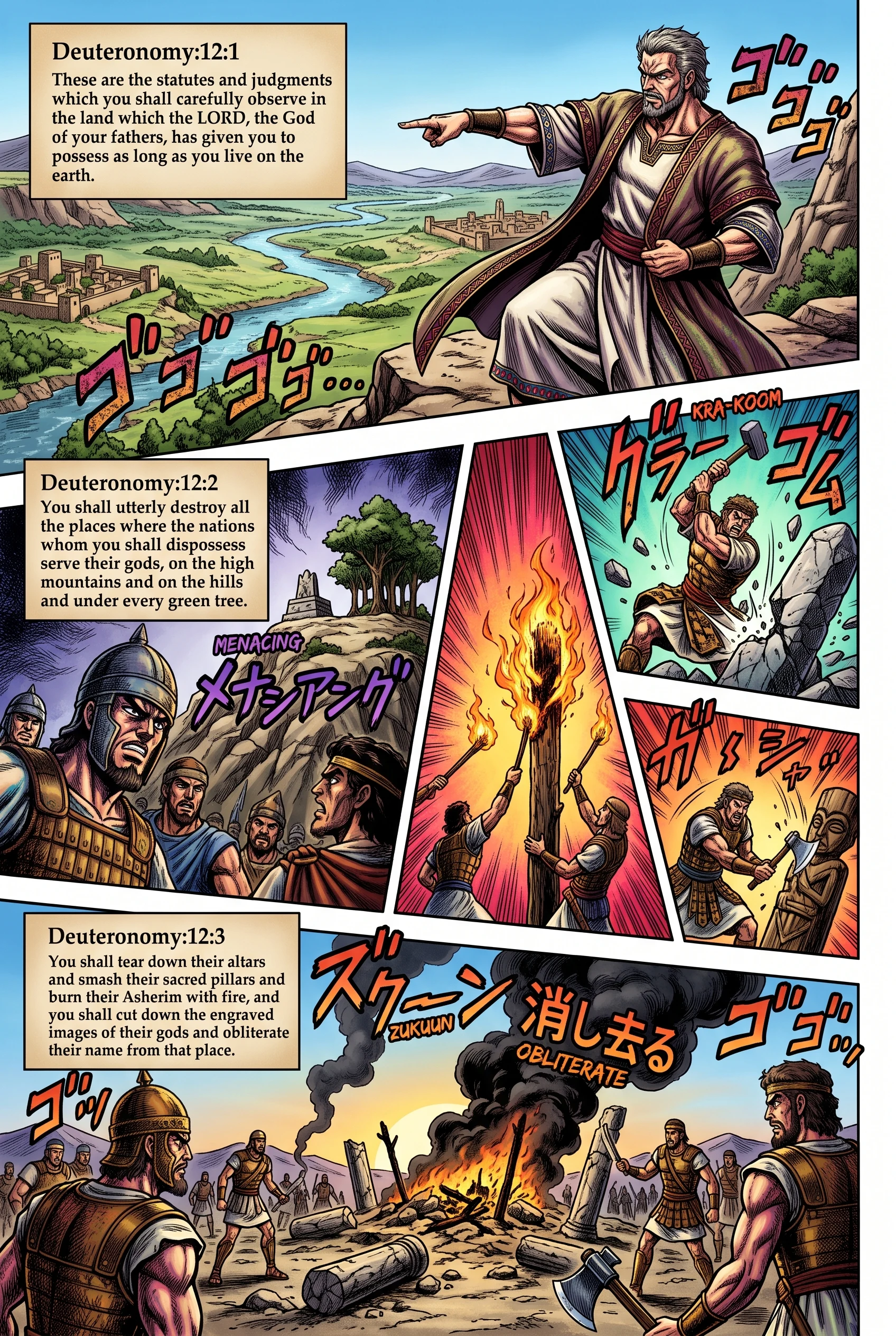 Deuteronomy 12 illustration: Destruction of Pagan Places of Worship