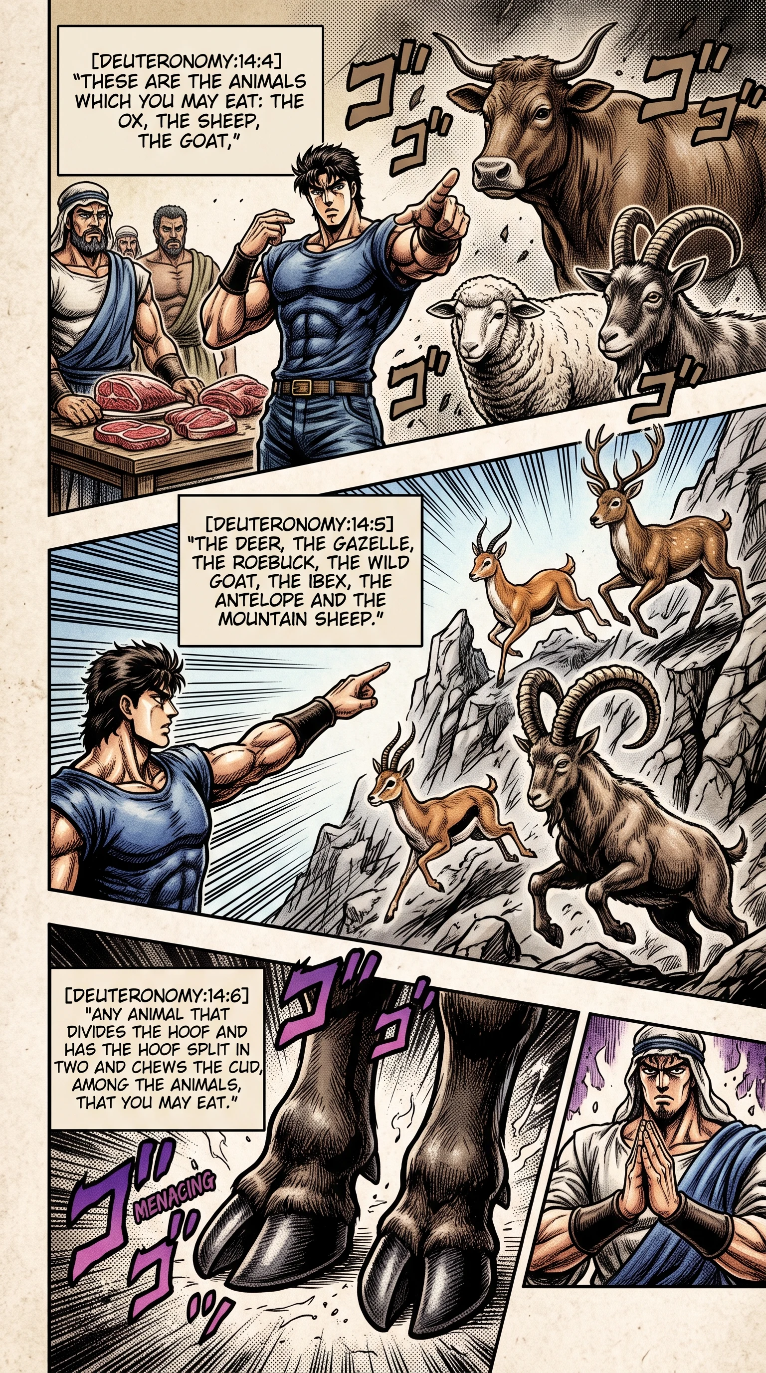 Deuteronomy 14 illustration: Clean Land Animals Permitted for Food