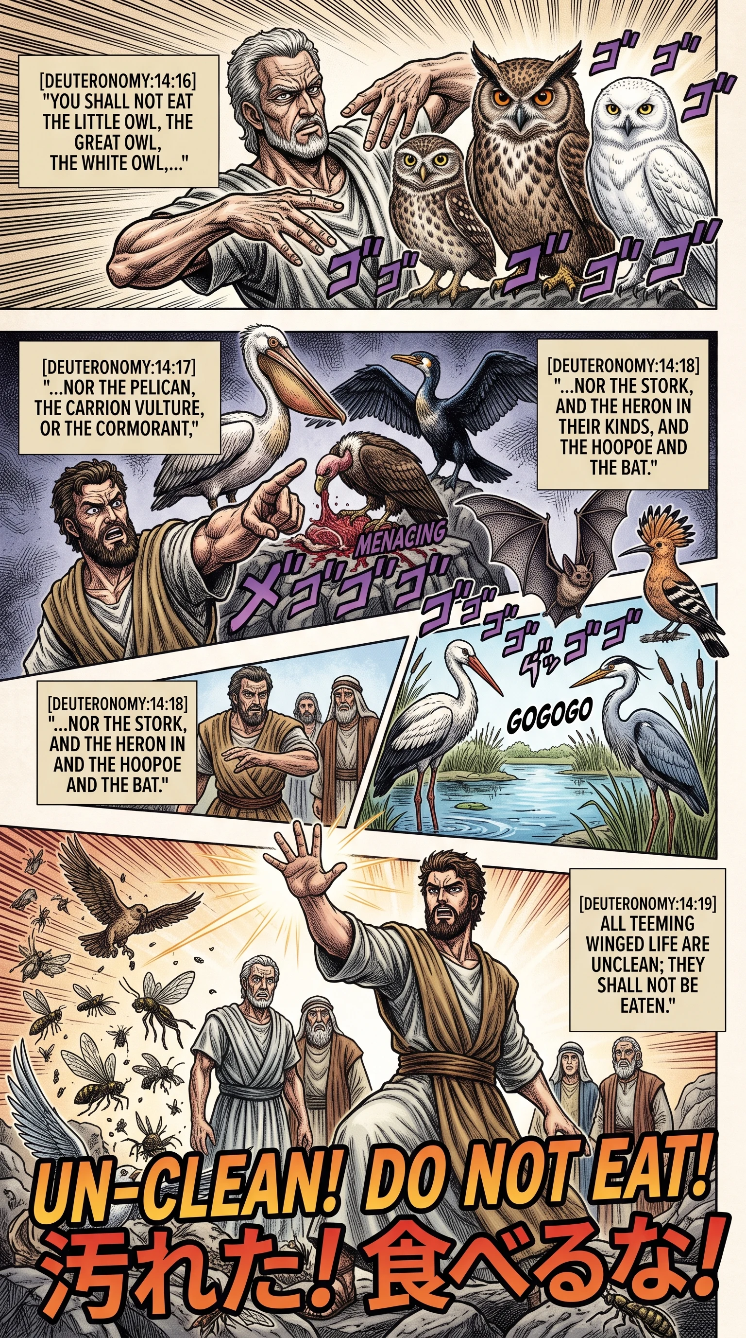 Deuteronomy 14 illustration: Unclean Flying Creatures and Winged Insects