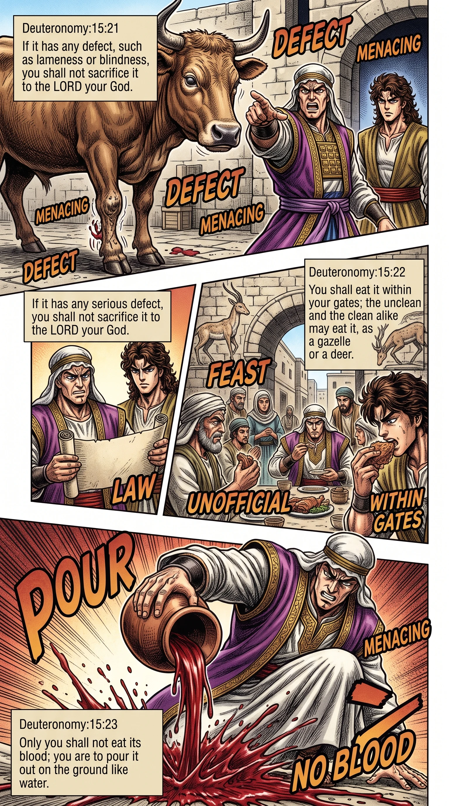 Deuteronomy 15 illustration: Defective Firstborn Eaten Without Consuming Blood
