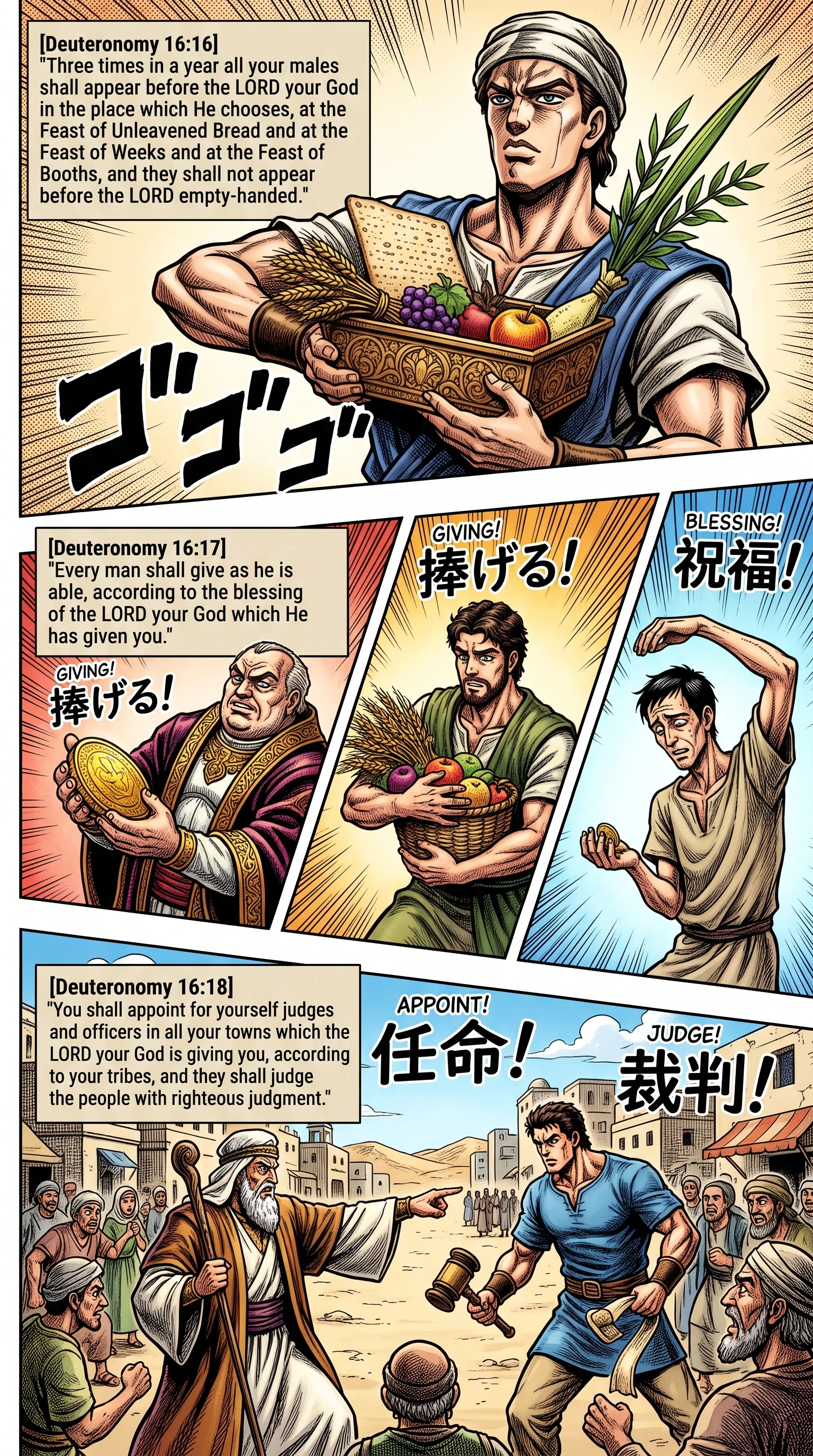 Deuteronomy 16 illustration: Three Pilgrimage Feasts and Appointing Judges