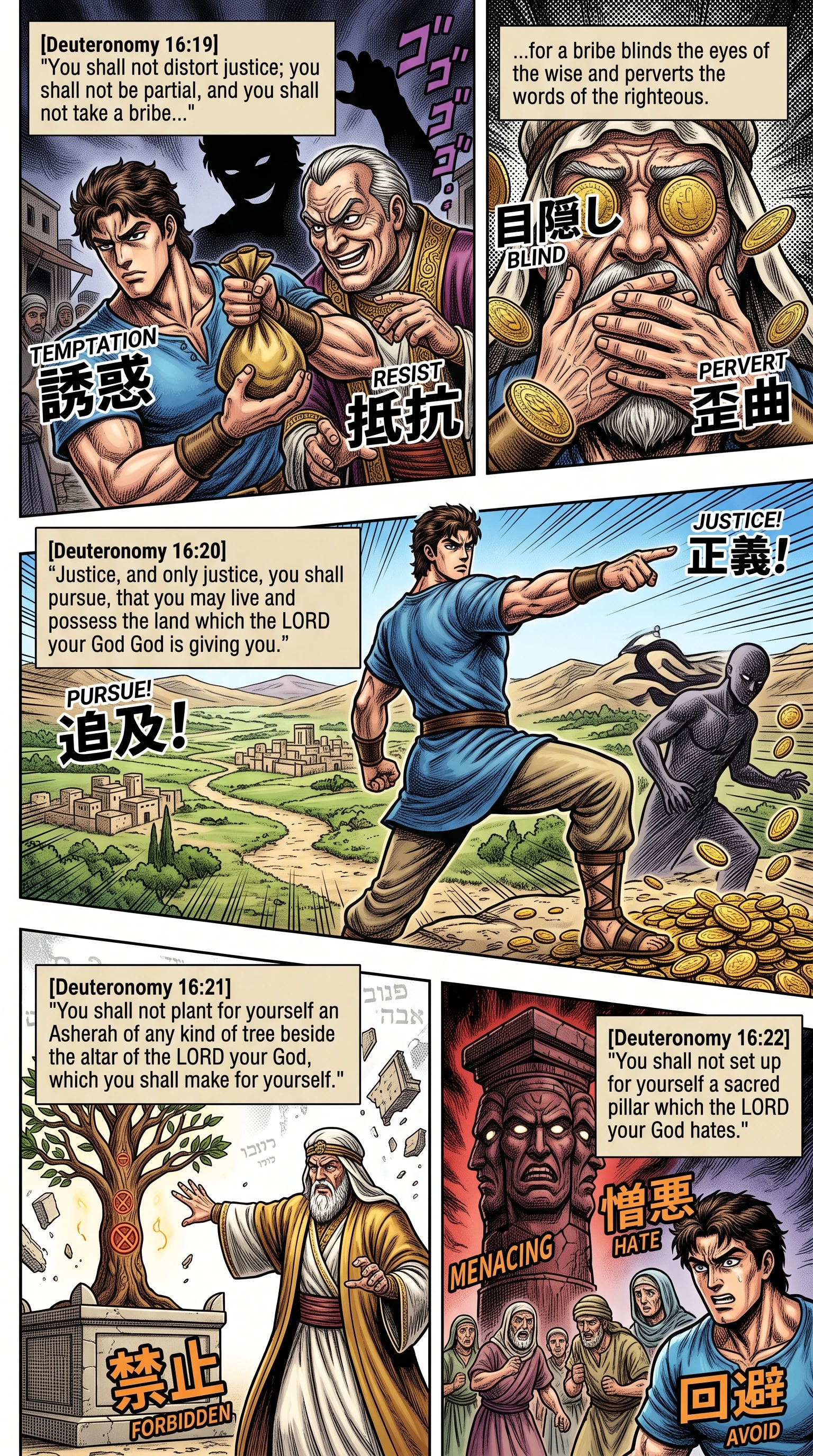Deuteronomy 16 illustration: Pursuing Justice and Forbidding Pagan Pillars