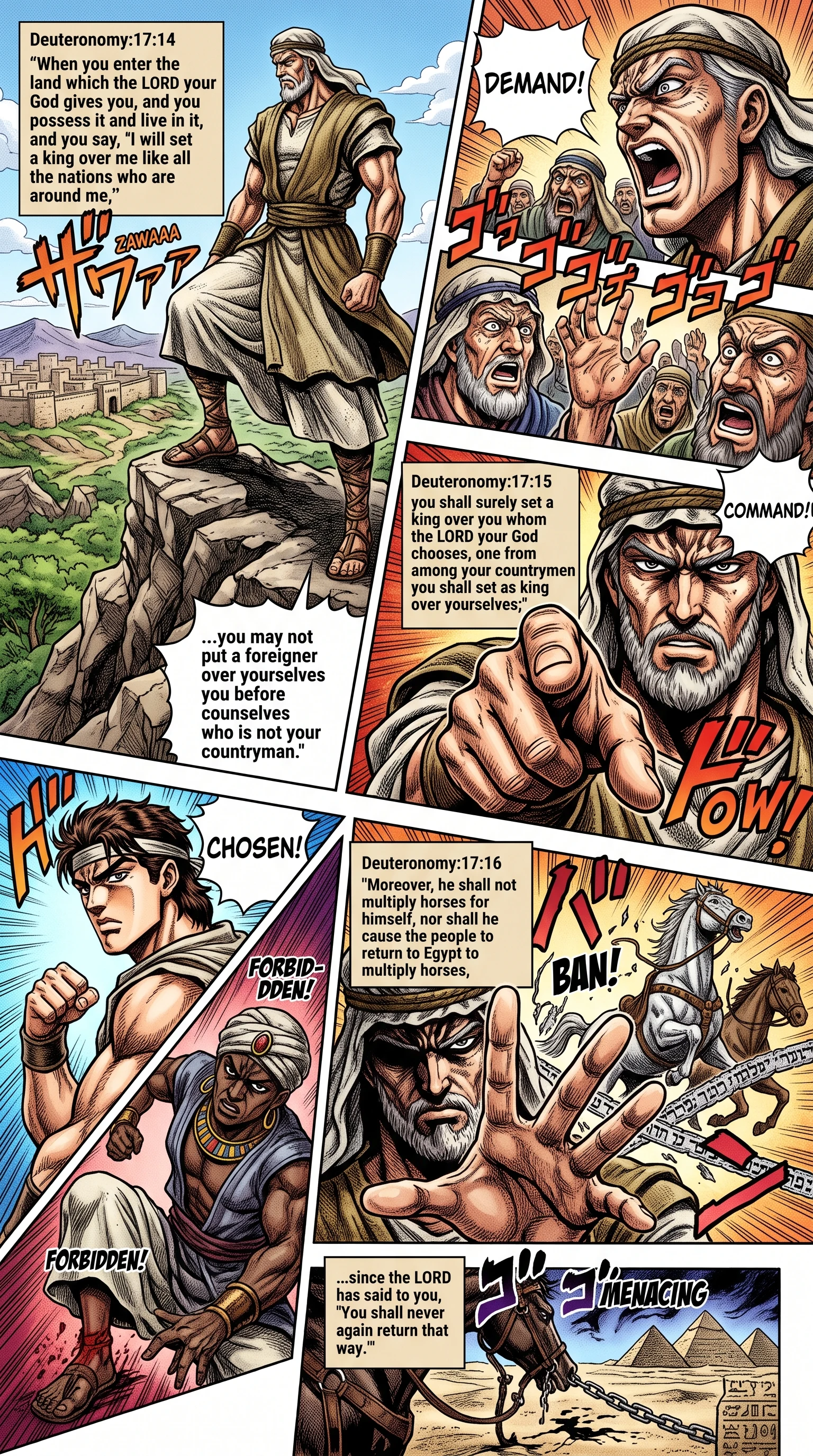 Deuteronomy 17 illustration: Appointment and Military Limits of Kings