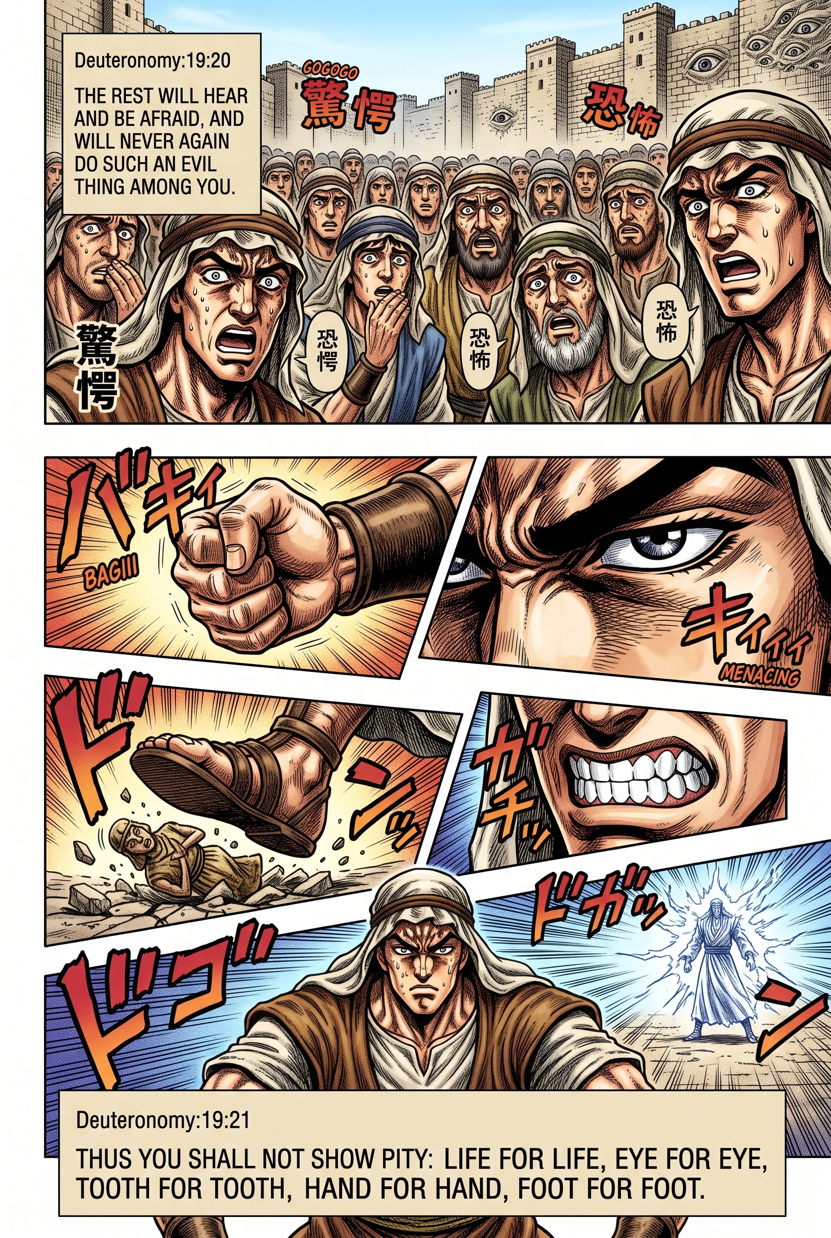 Deuteronomy 19 illustration: Equal Retribution of Eye for Eye