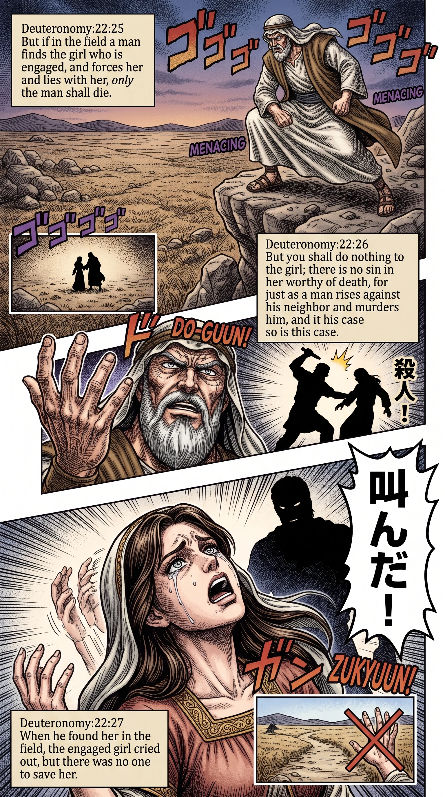 Deuteronomy 22 illustration: Innocence of the Assaulted Engaged Maiden