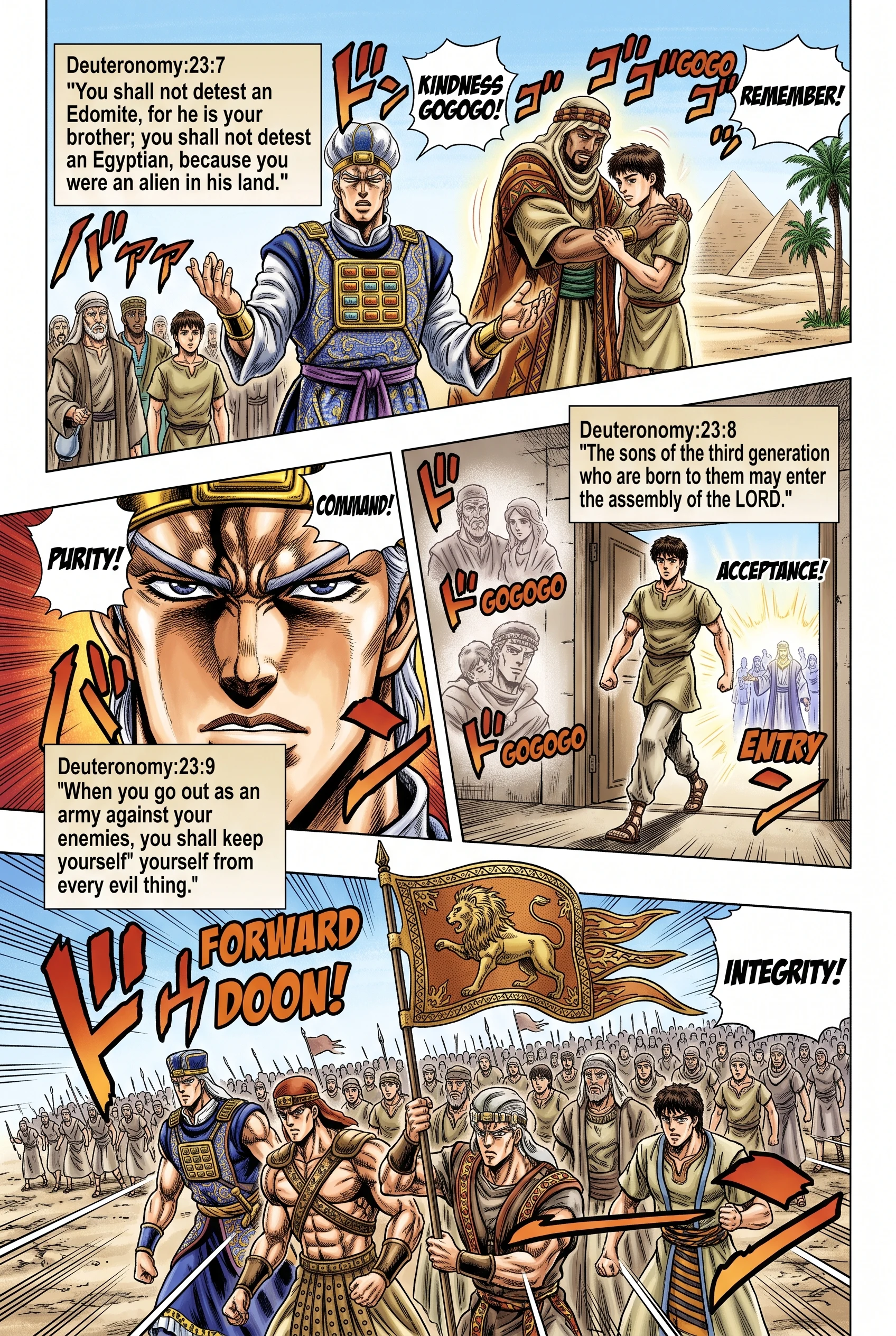 Deuteronomy 23 illustration: Acceptance of Edomites and Military Holiness