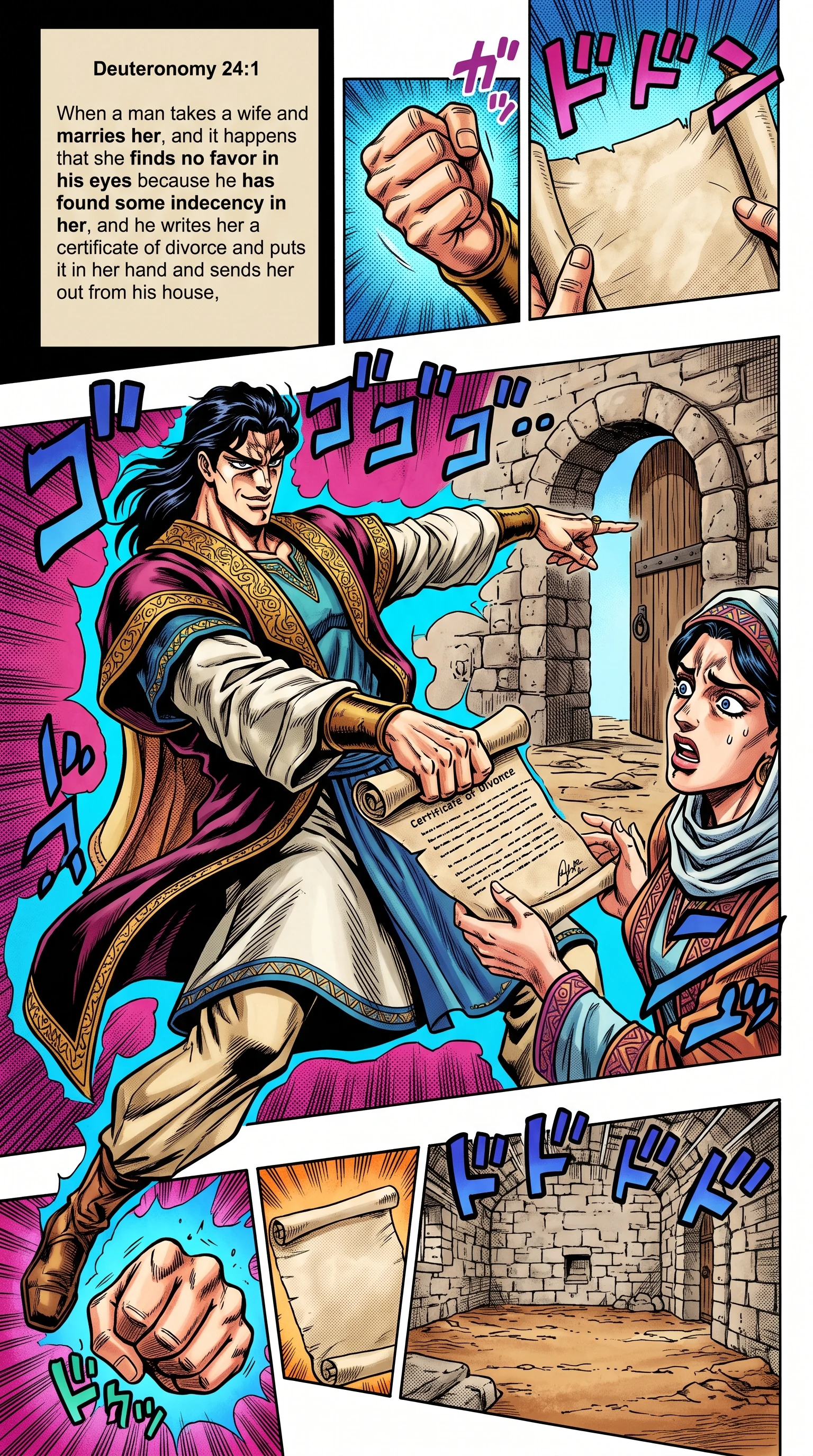 Deuteronomy 24 illustration: Husband Writes a Certificate of Divorce