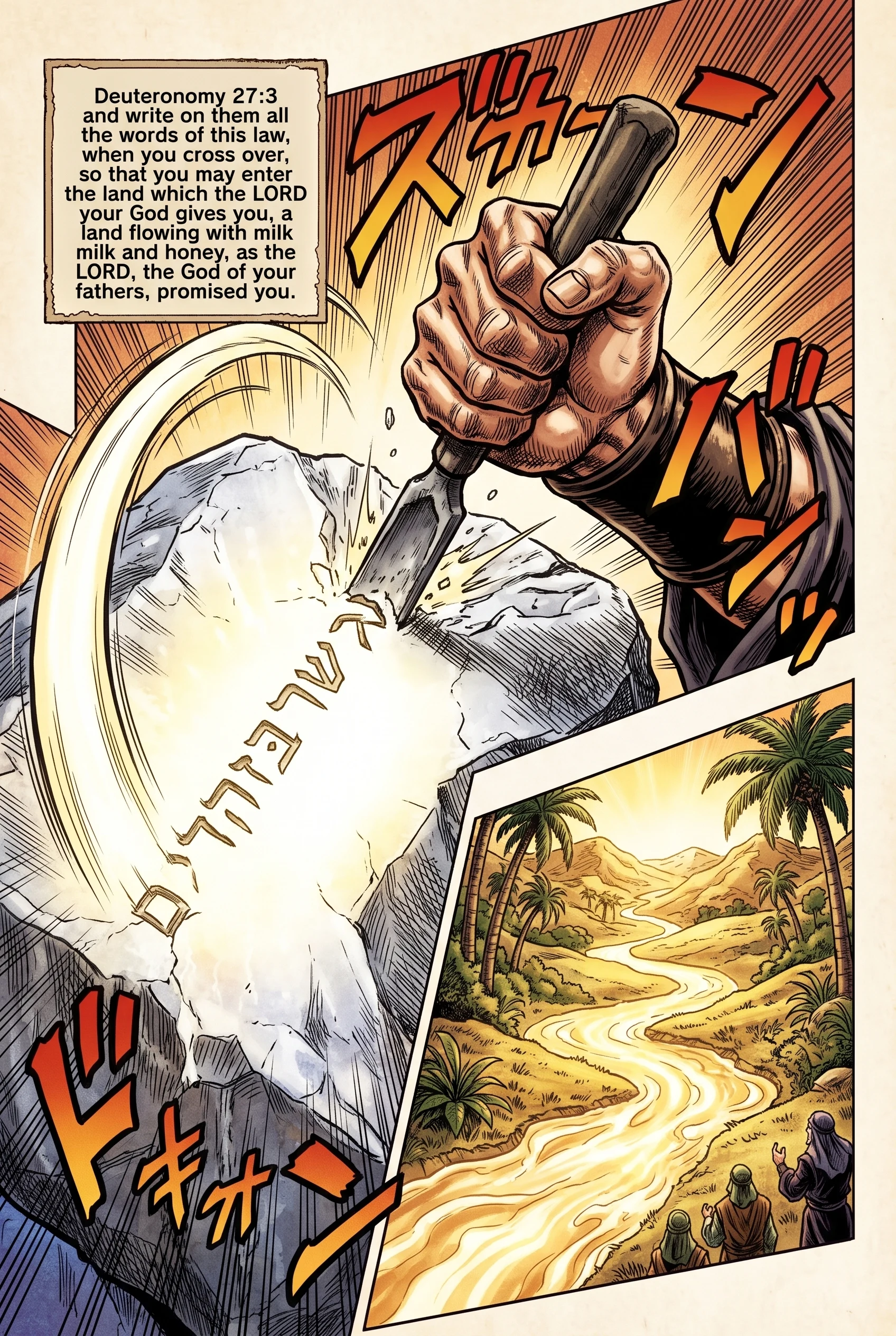 Deuteronomy 27 illustration: Inscribing God's Law on Plastered Stones