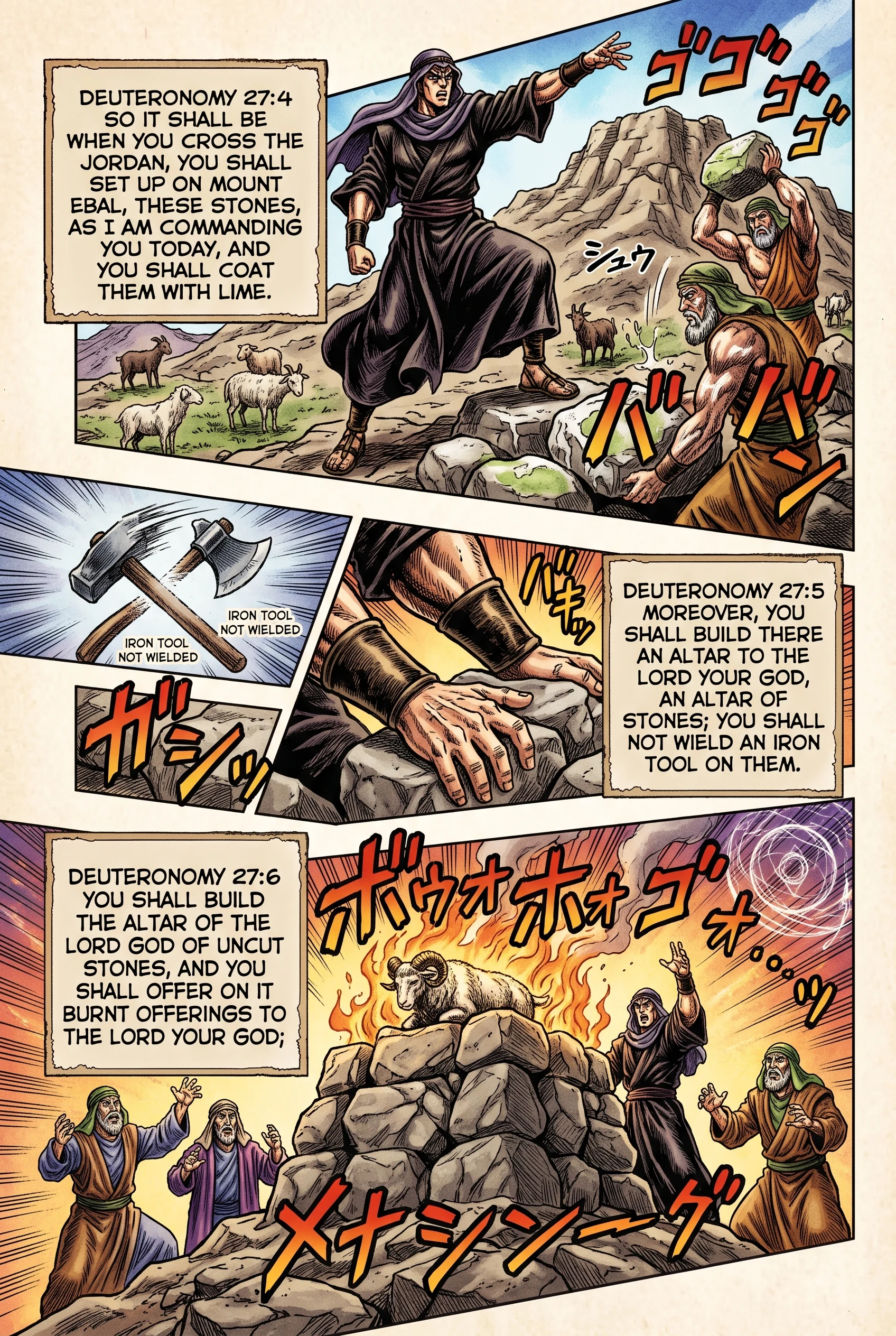Deuteronomy 27 illustration: Building an Altar on Mount Ebal