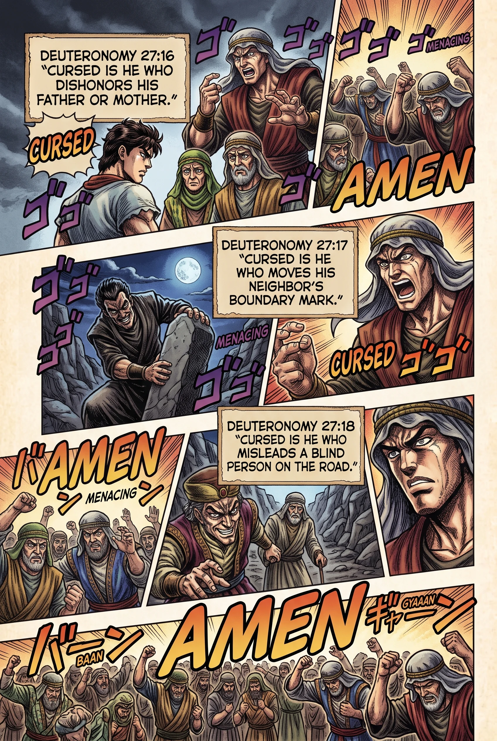 Deuteronomy 27 illustration: Curses on Dishonor Landmarks and Blindness