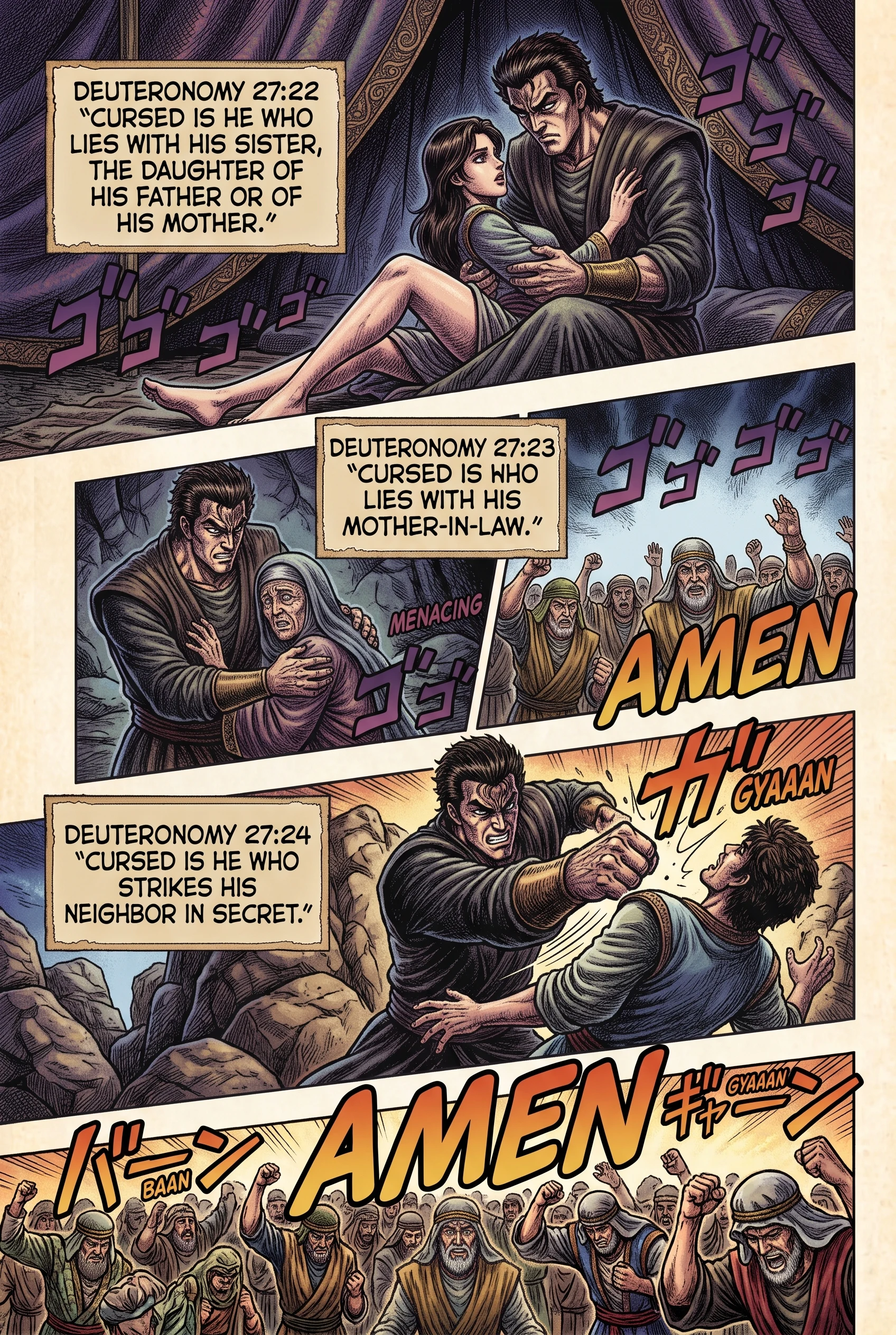 Deuteronomy 27 illustration: Curses on Incest and Secret Murder
