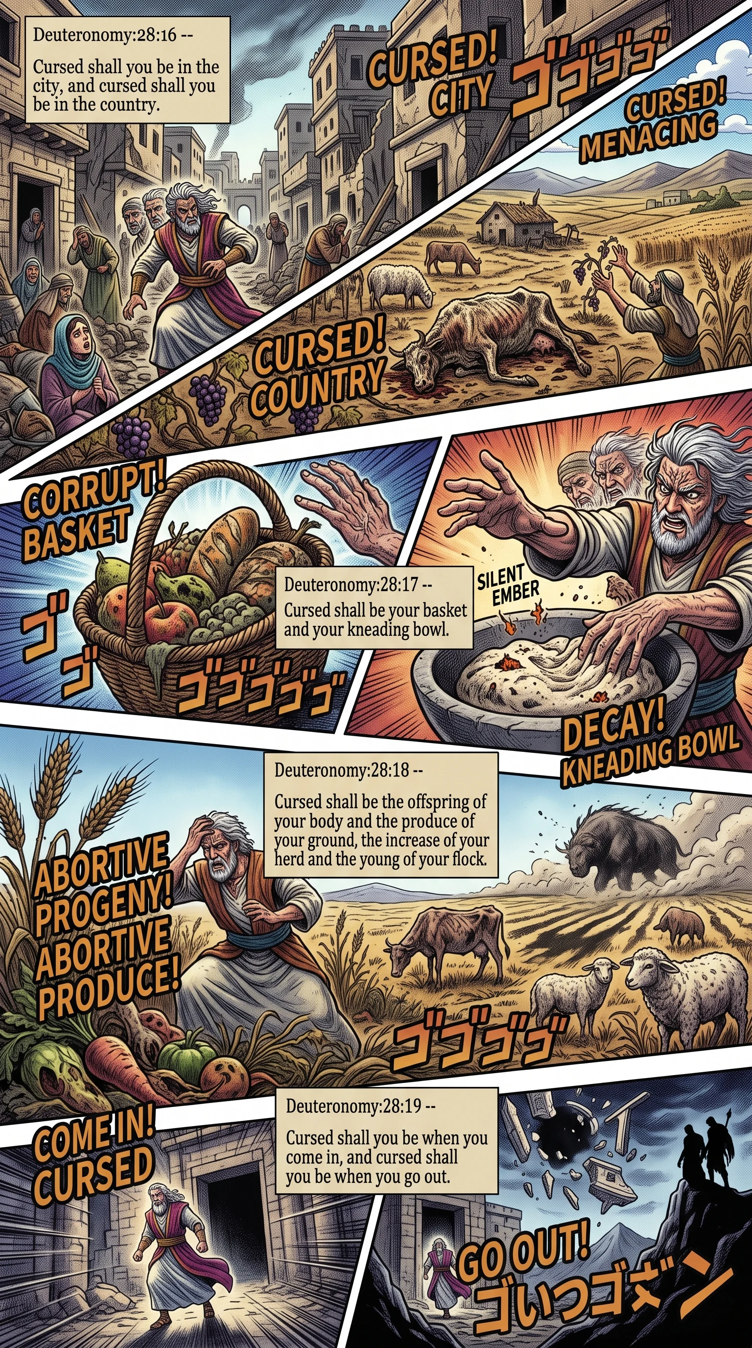 Deuteronomy 28 illustration: Curses in the City Fields and Produce