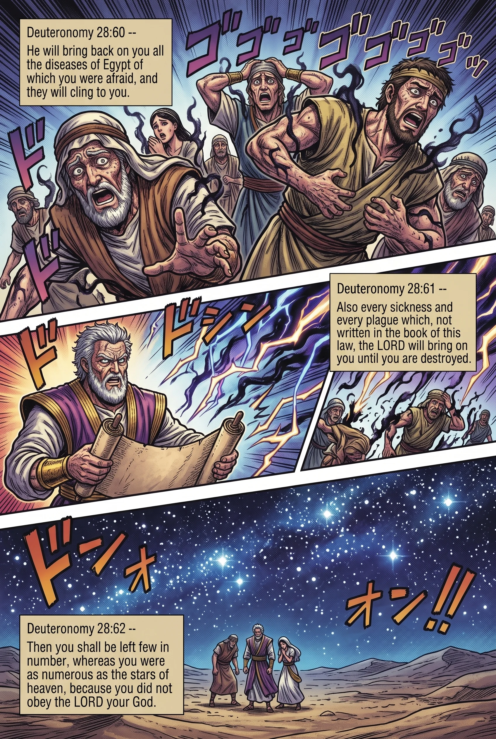 Deuteronomy 28 illustration: Egyptian Diseases Return and Population Drastically Diminishes