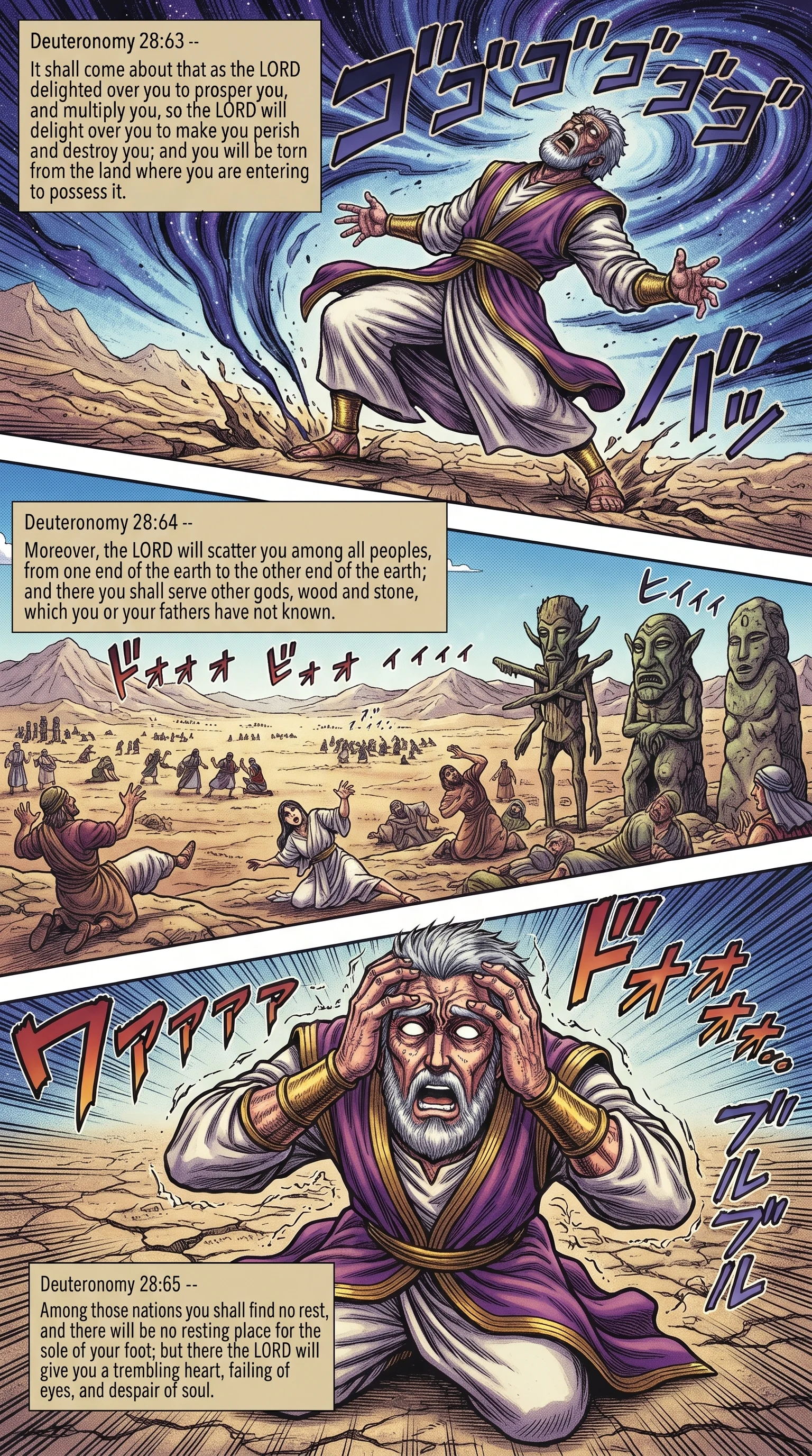 Deuteronomy 28 illustration: Scattering into Distant Nations and Trembling Heart