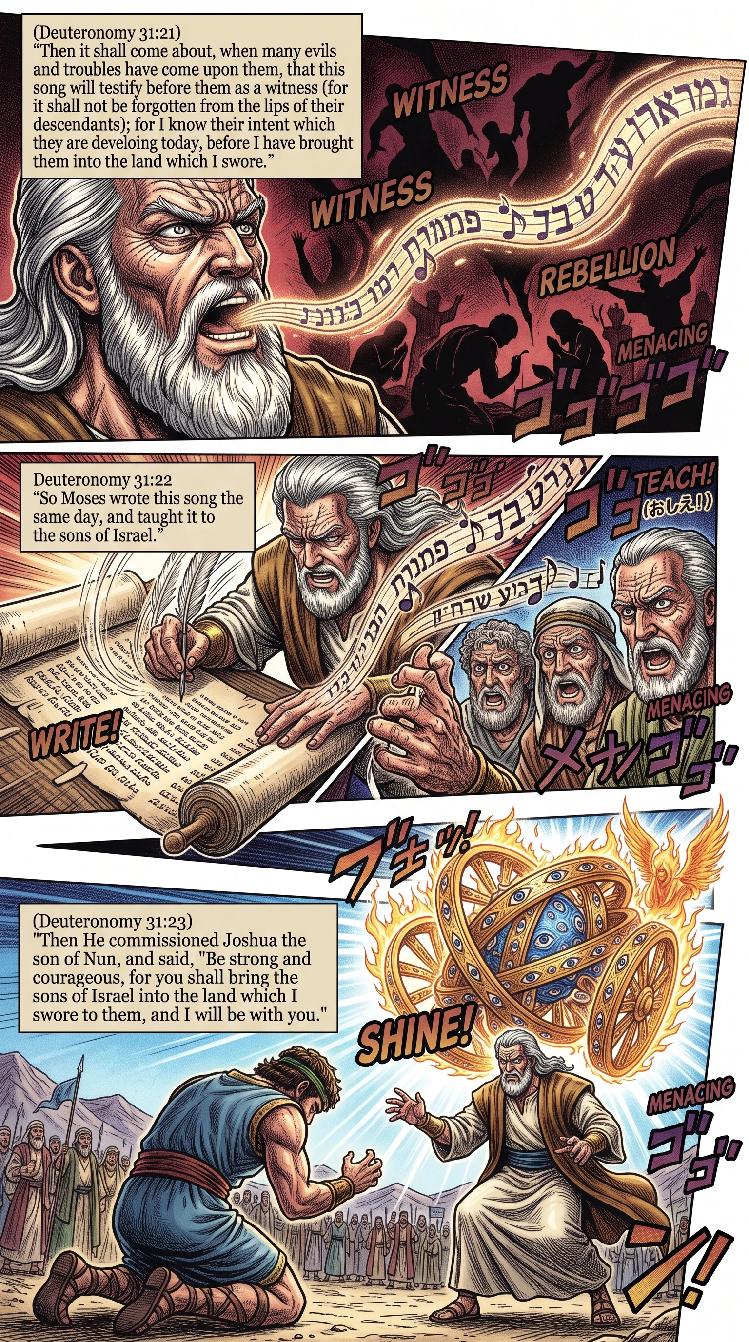 Deuteronomy 31 illustration: Song Written and Joshua Formally Commissioned