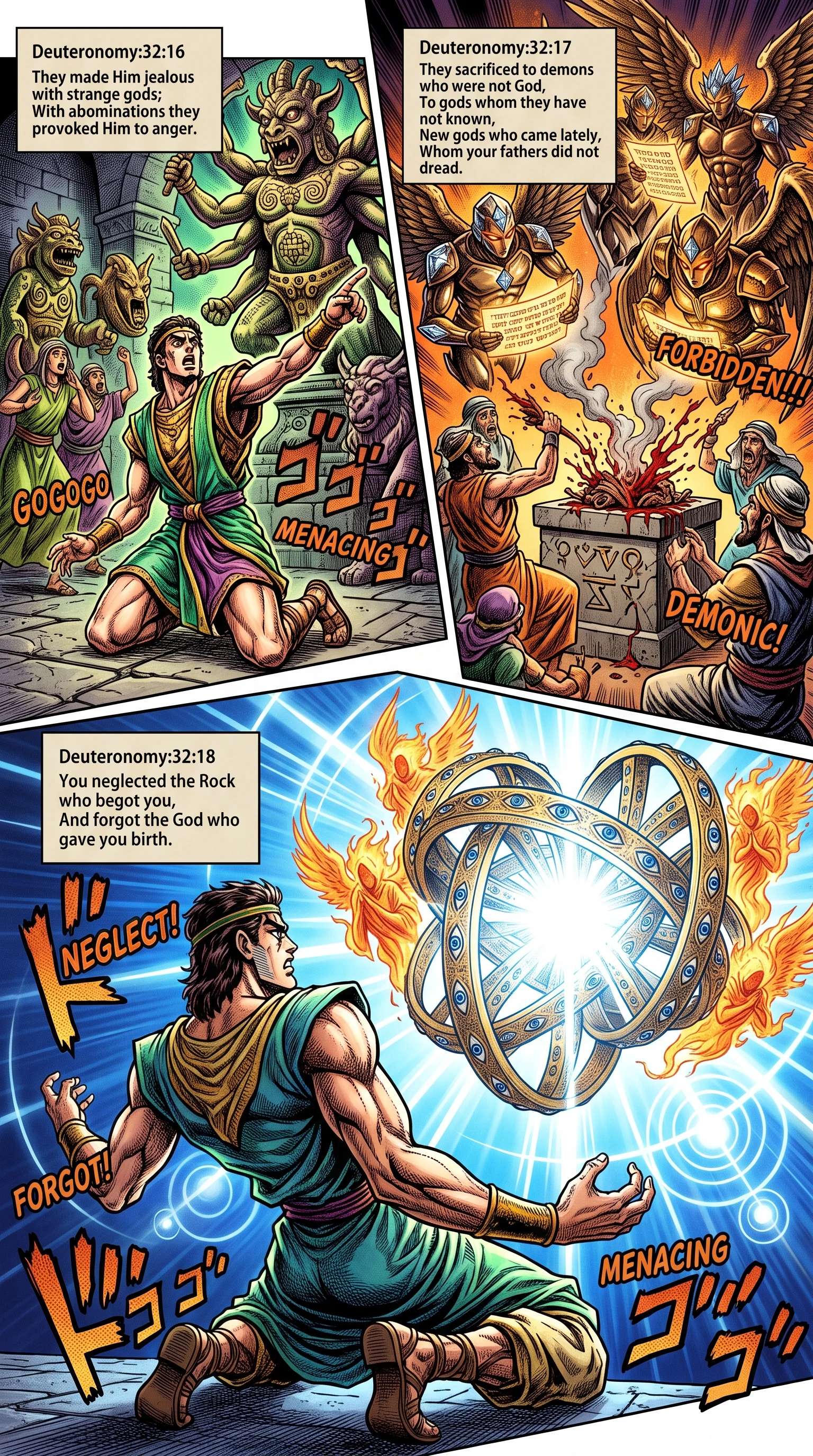 Deuteronomy 32 illustration: Sacrificing to Demons and Neglecting the Rock