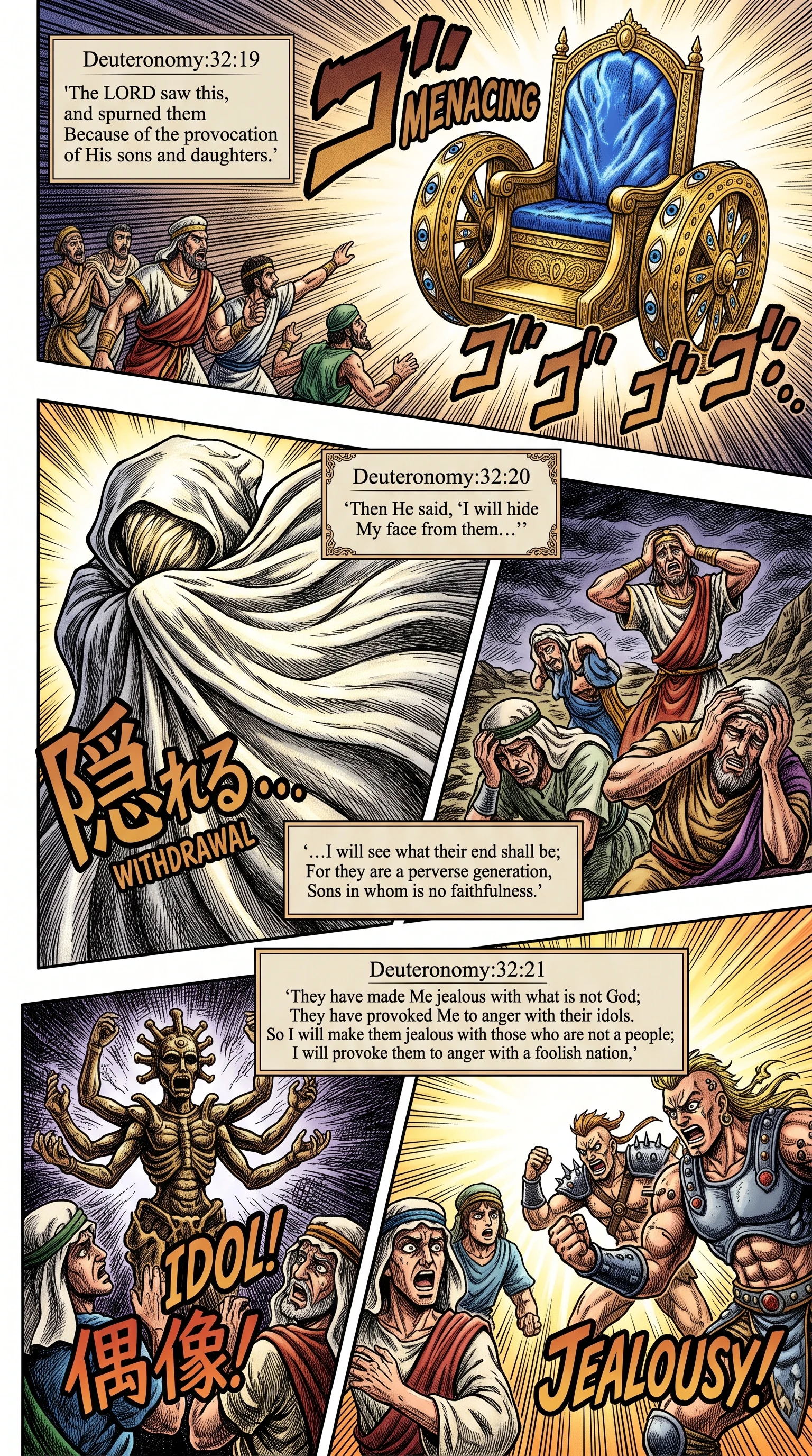 Deuteronomy 32 illustration: God Spurns Idolaters and Conceals His Face