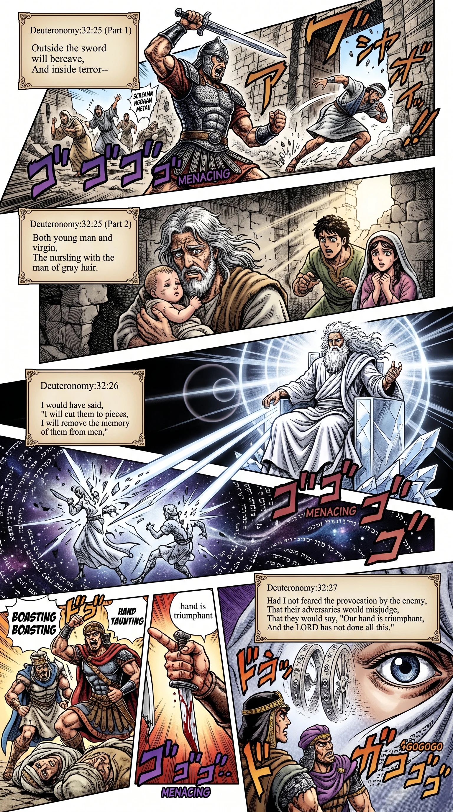 Deuteronomy 32 illustration: Sword of Bereavement and Restraint of Enemies