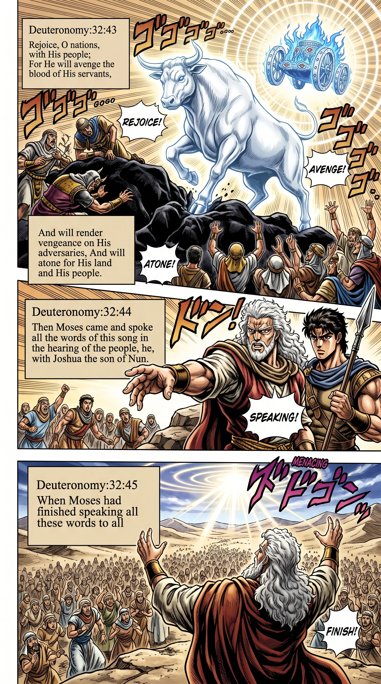 Deuteronomy 32 illustration: Nations Rejoice and Moses Completes the Song