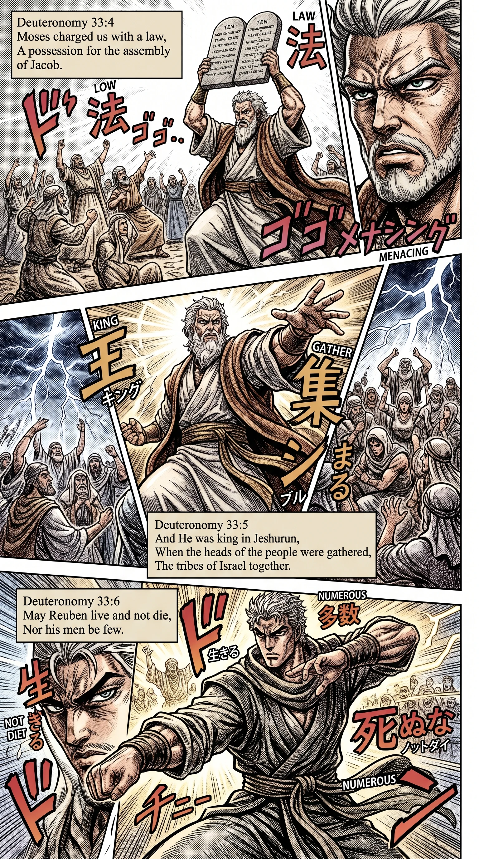 Deuteronomy 33 illustration: Law for Jacob and Blessing on Reuben