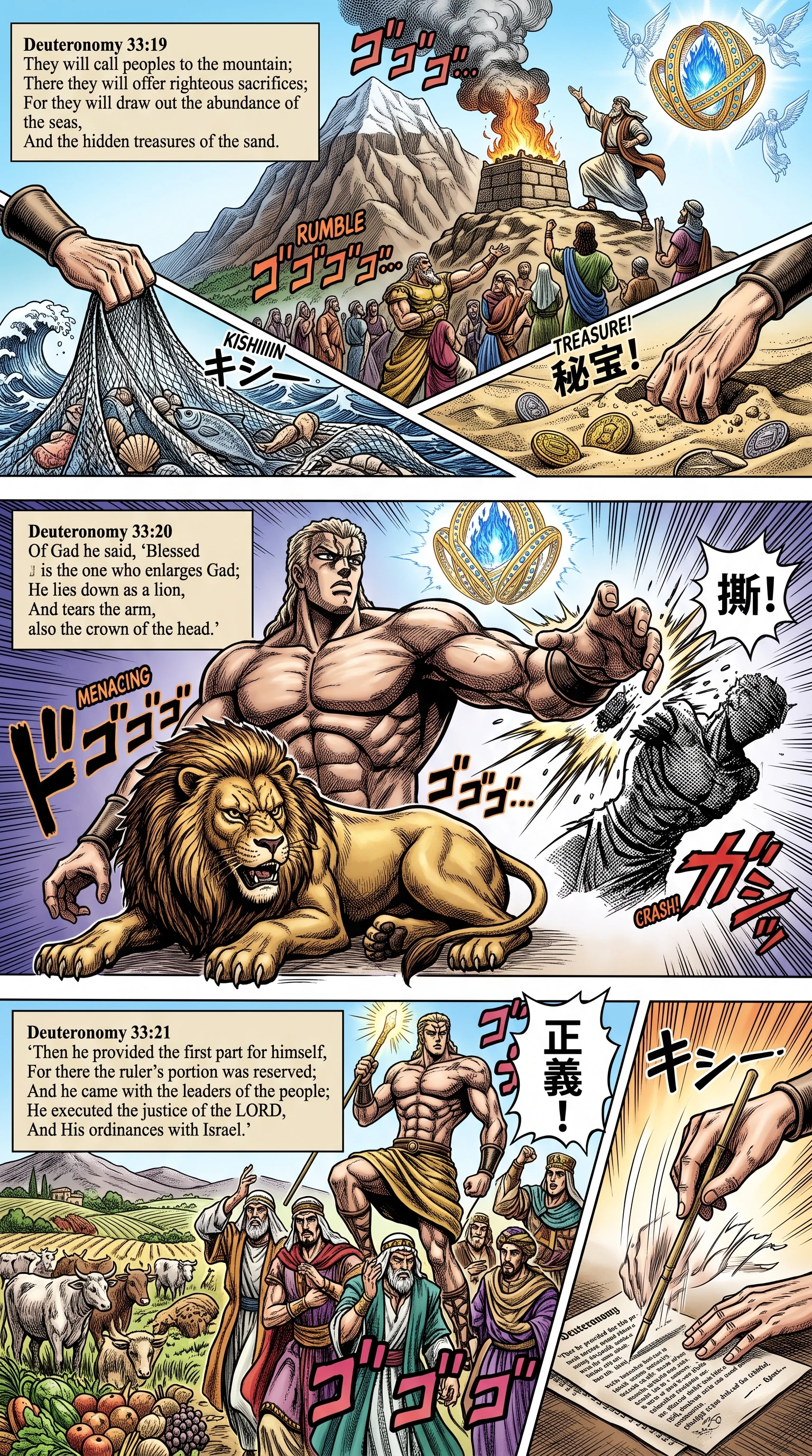 Deuteronomy 33 illustration: Treasures of Seas and Blessing on Gad