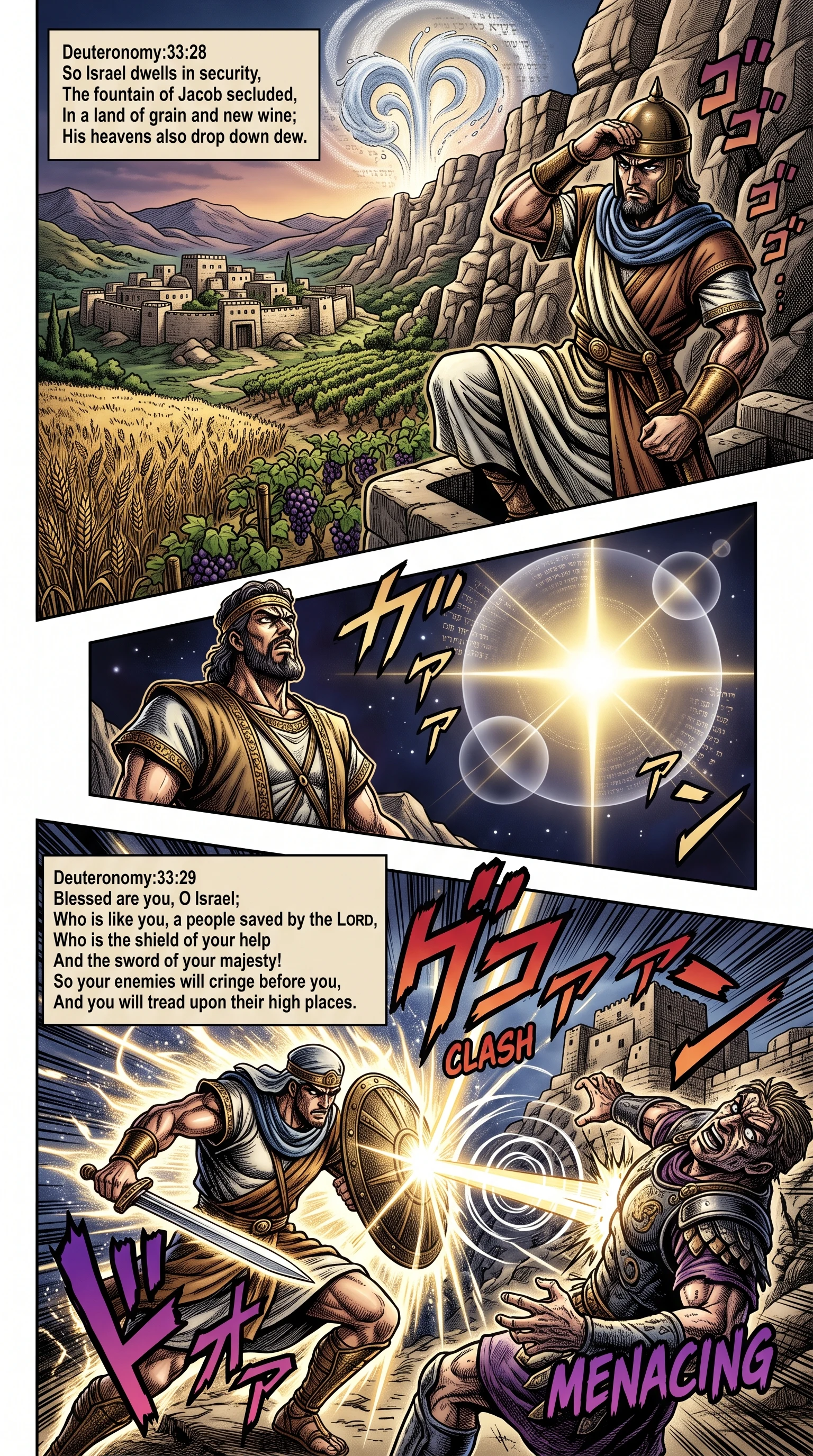Deuteronomy 33 illustration: Israel Dwells Securely Saved by the Lord