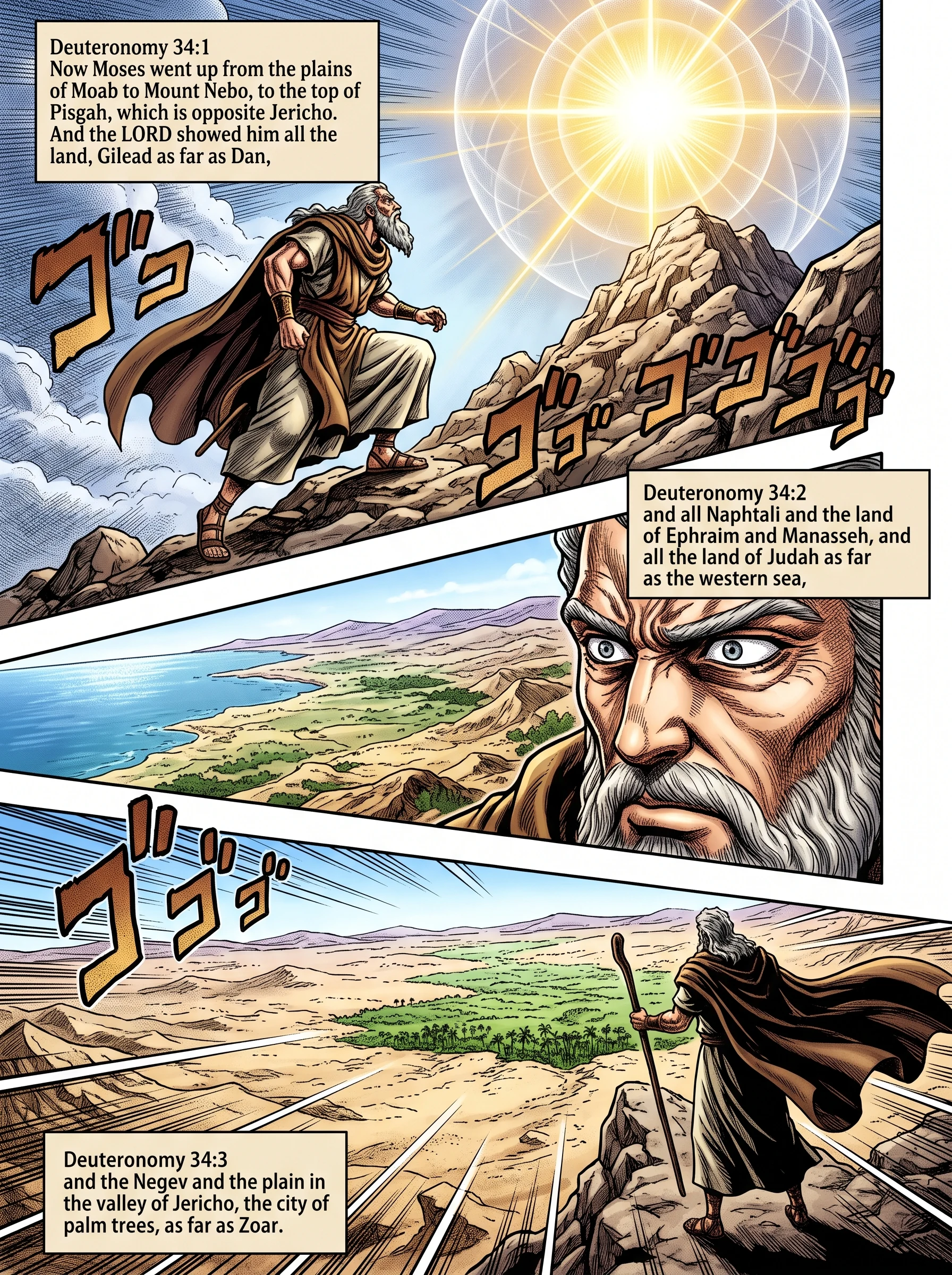 Deuteronomy 34 illustration: Moses Views the Promised Land from Pisgah