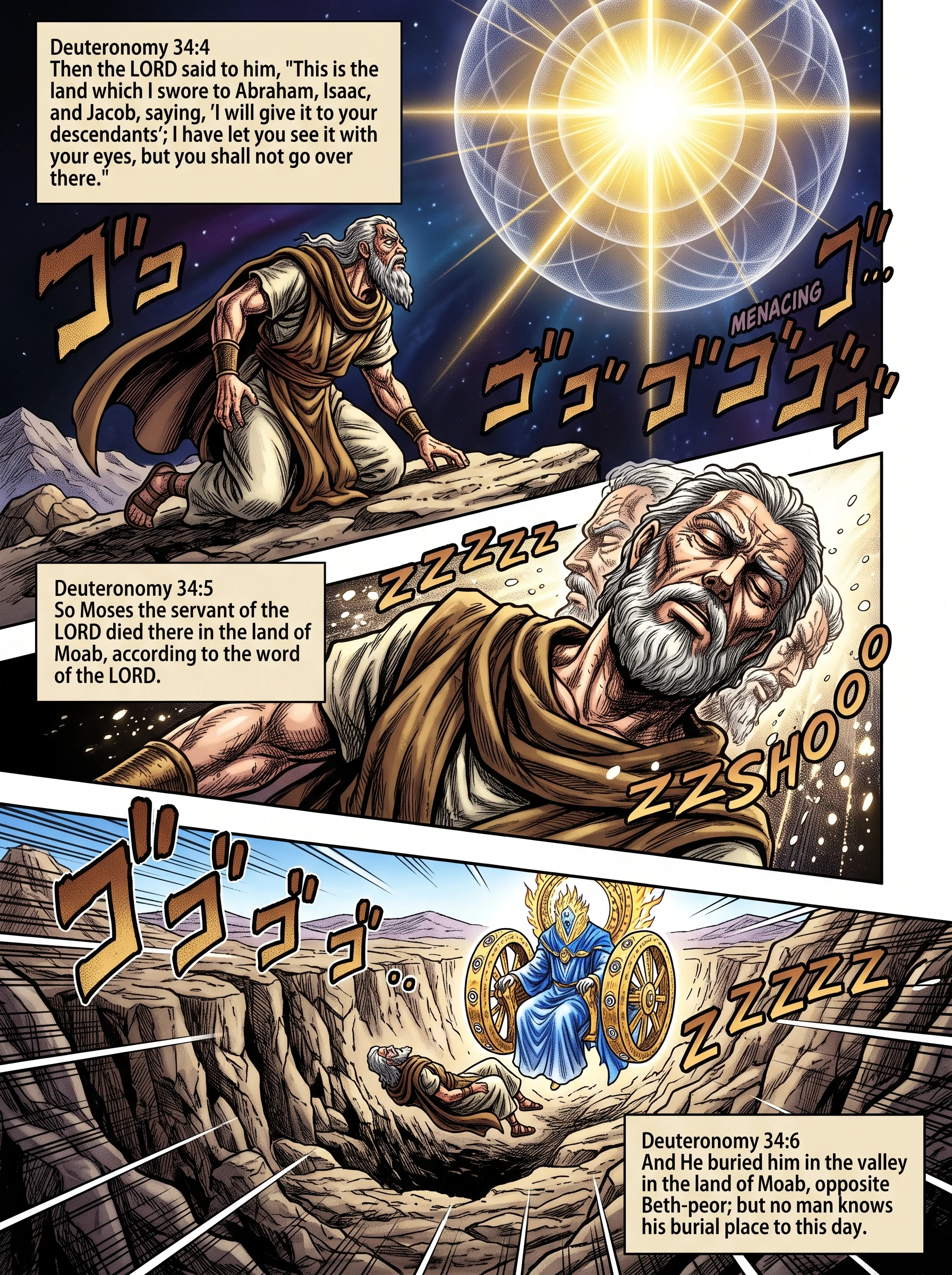 Deuteronomy 34 illustration: Death and Burial of Moses in Moab