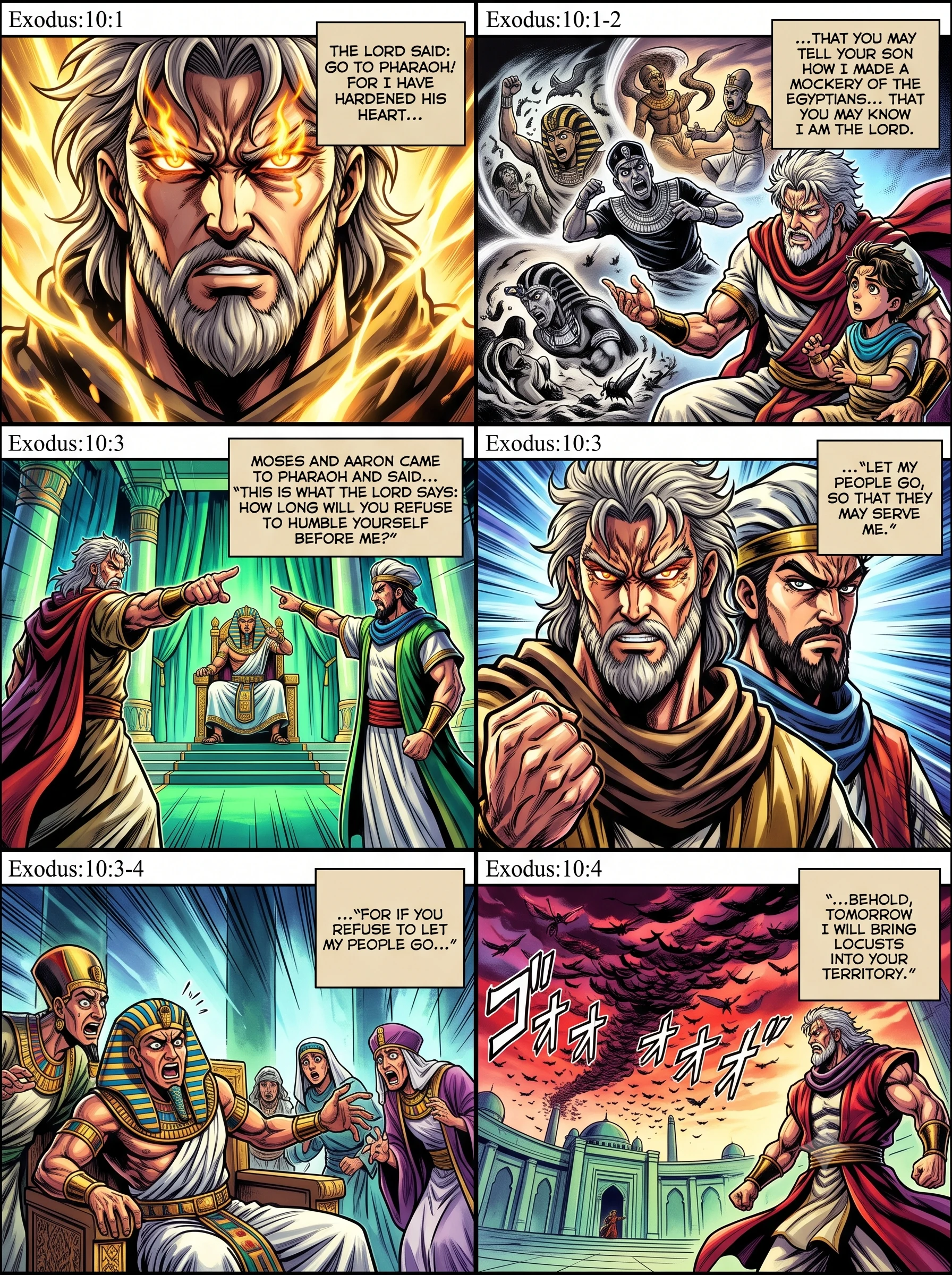 Exodus 10 illustration: Moses Warns Pharaoh of Locusts