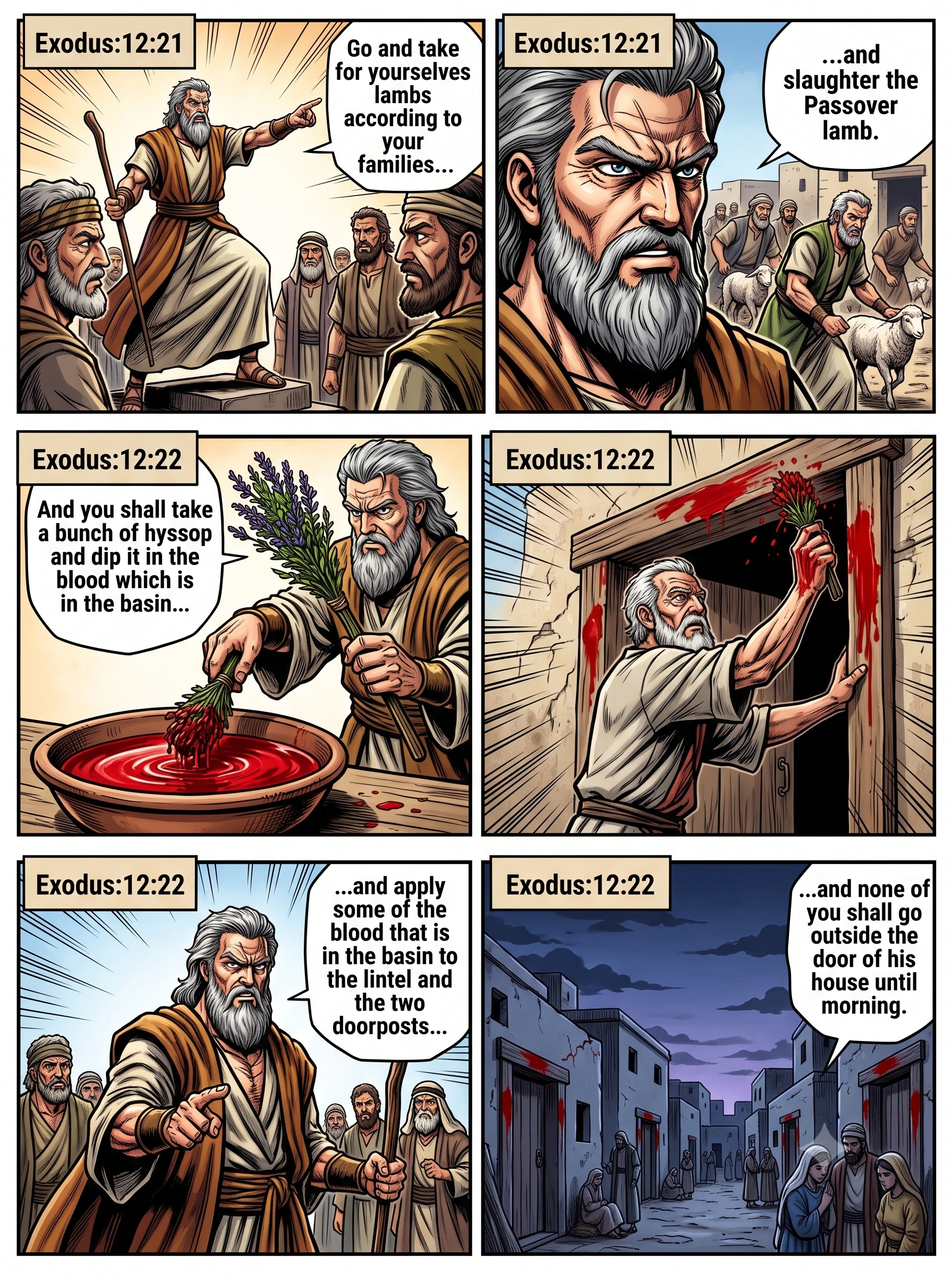 Exodus 12 illustration: Moses Commands the Elders on Blood