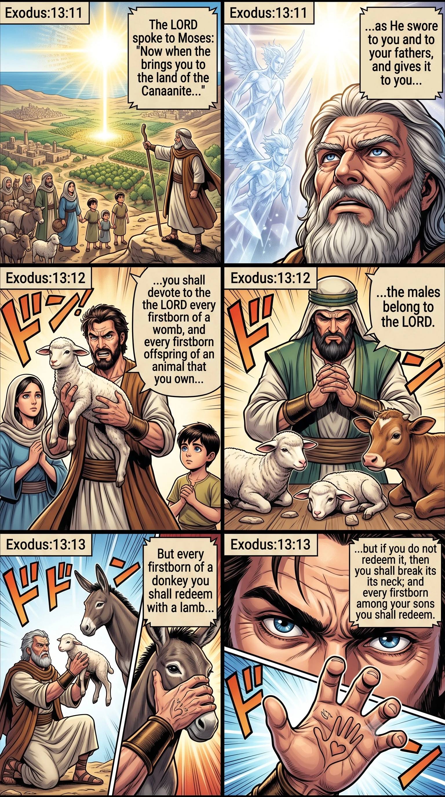Exodus 13 illustration: Redeeming the Firstborn of Man and Beast