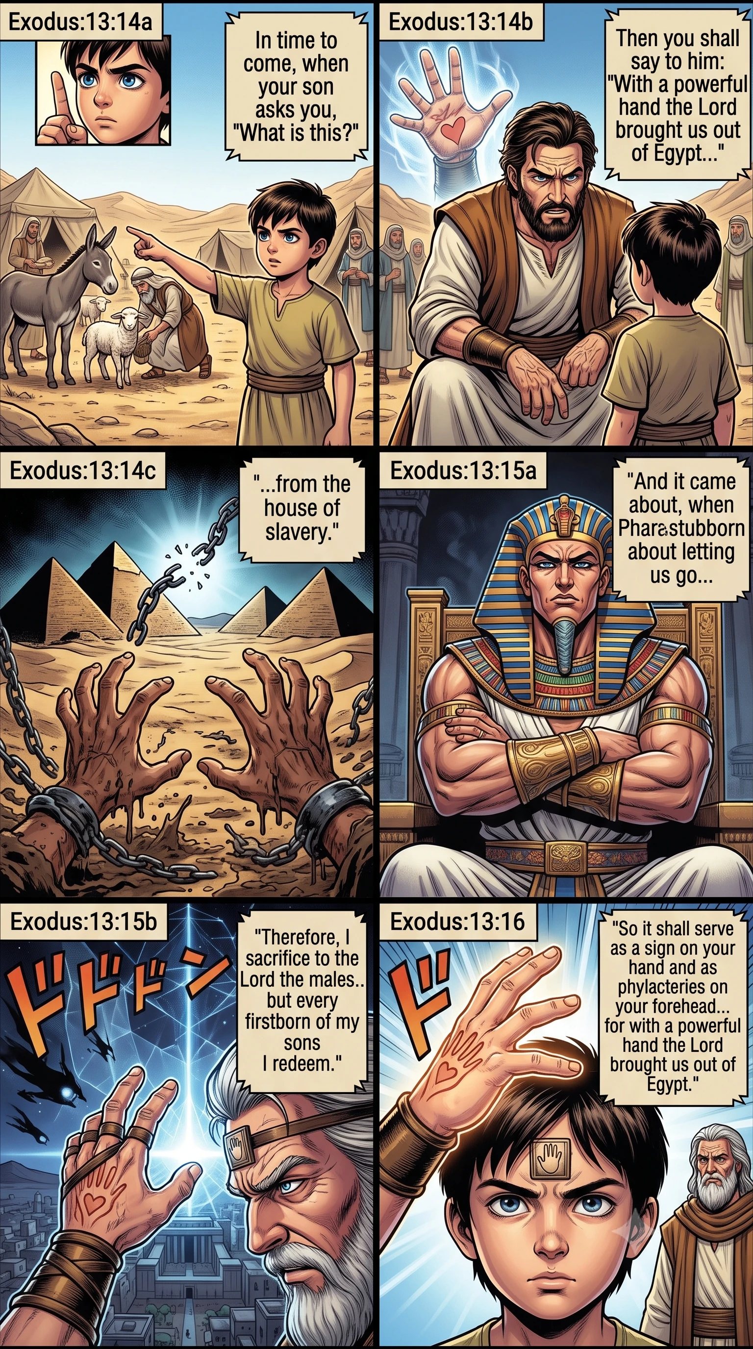 Exodus 13 illustration: Teaching Children the Meaning of the Sign