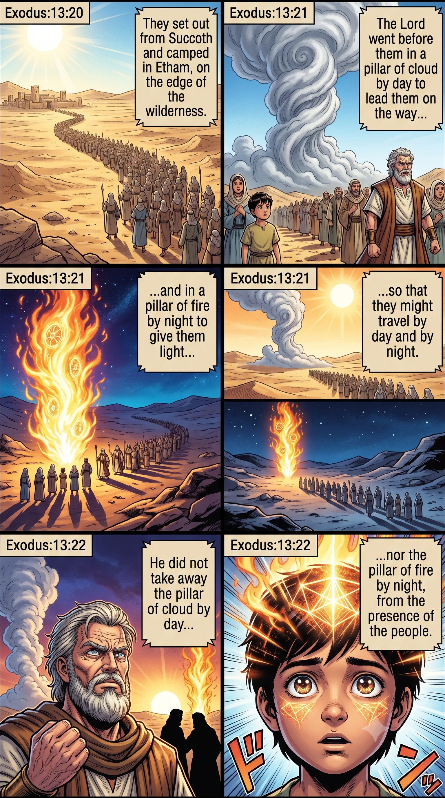 Exodus 13 illustration: Pillar of Cloud and Fire Guide Israel