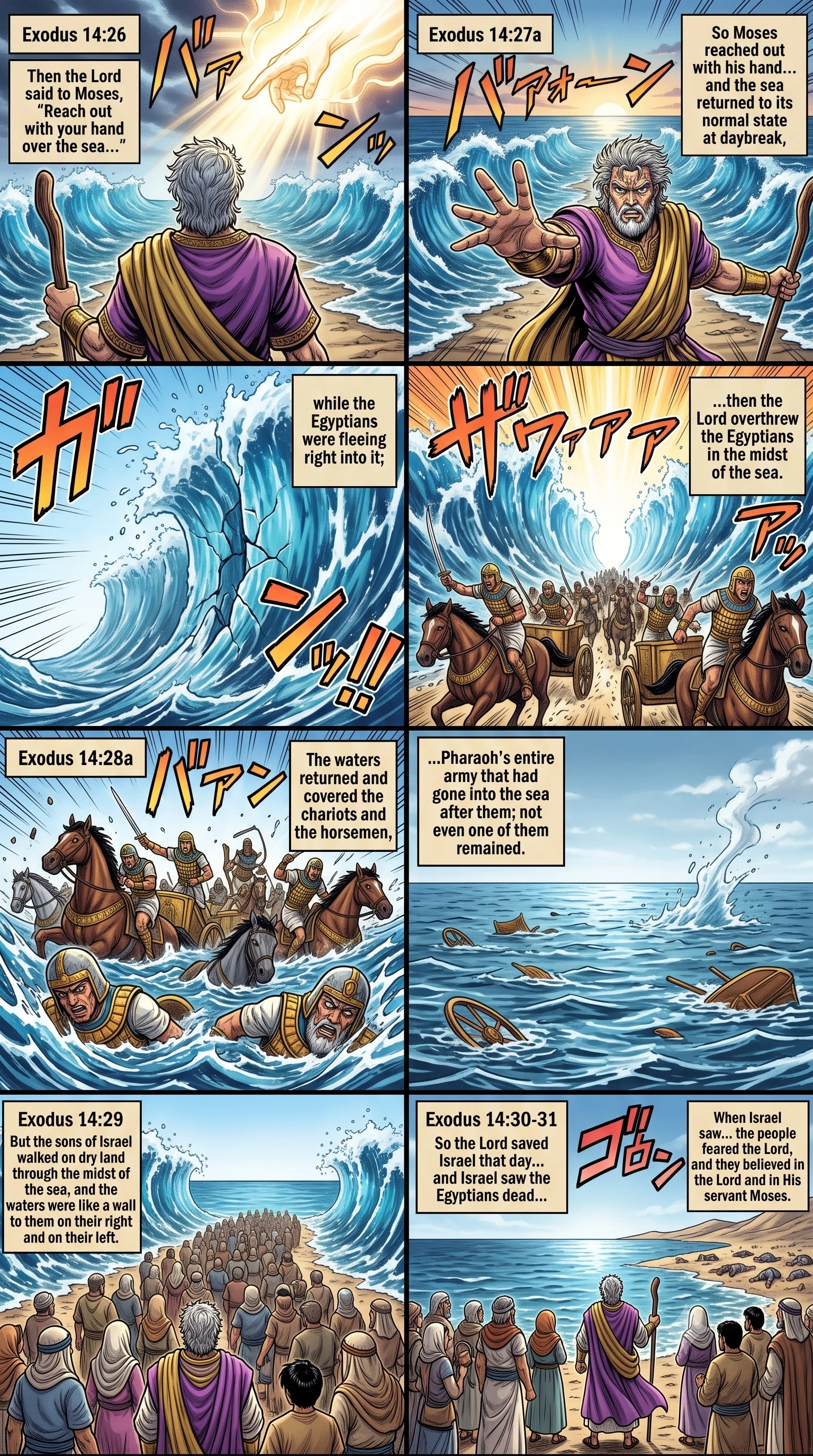 Exodus 14 illustration: The Sea Destroys Pharaoh's Army
