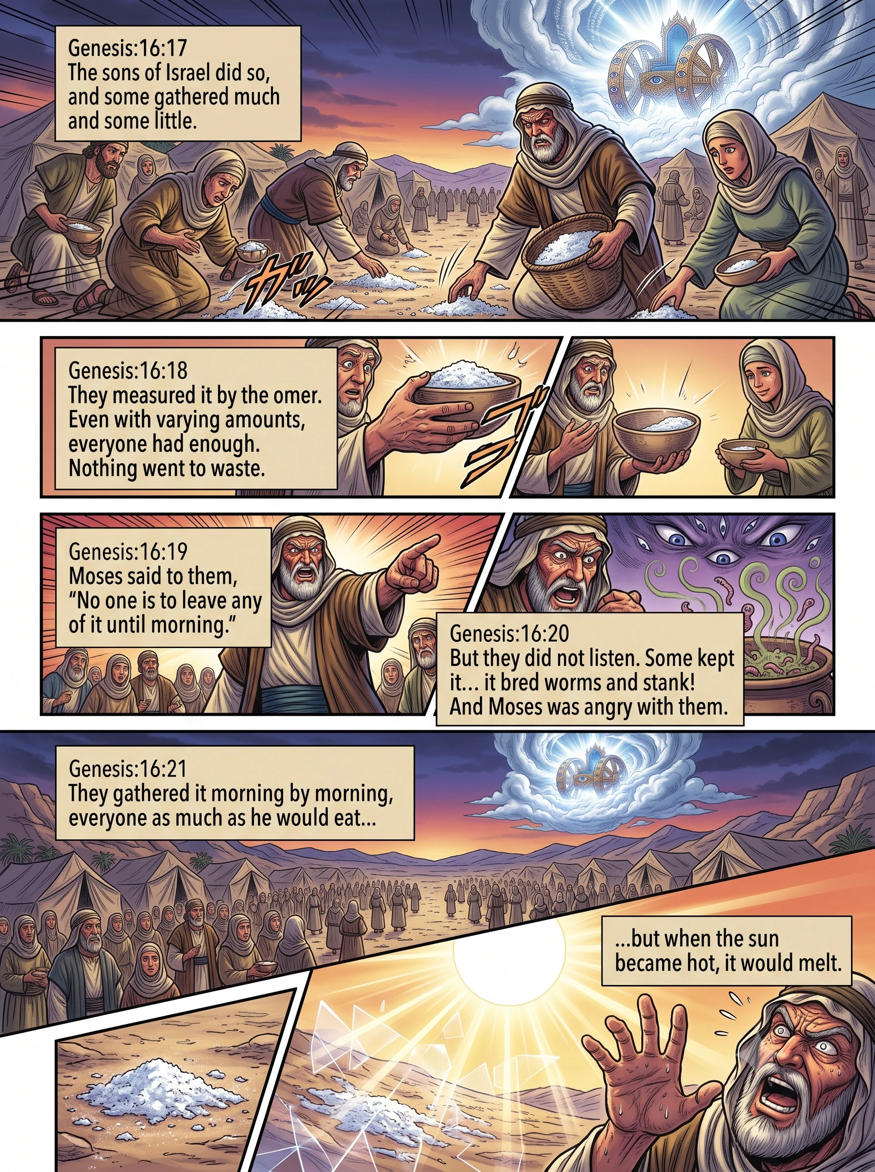 Exodus 16 illustration: Instructions for Gathering the Manna
