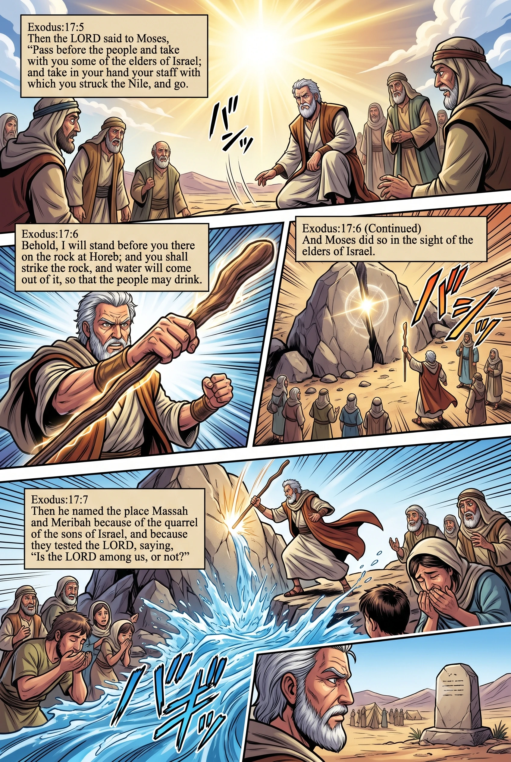 Exodus 17 illustration: The Lord Brings Water from the Rock