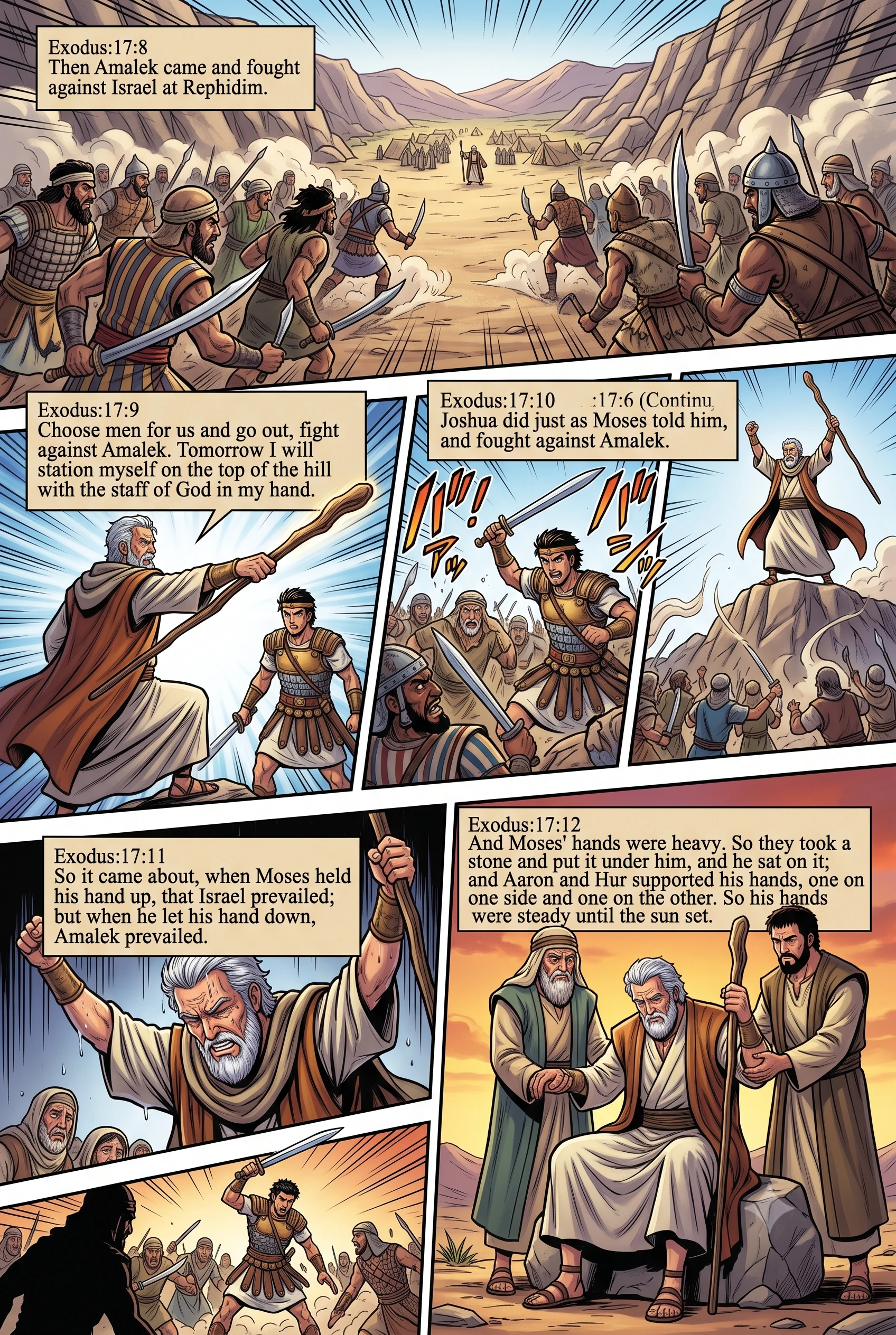 Exodus 17 illustration: Battle Against Amalek at Rephidim