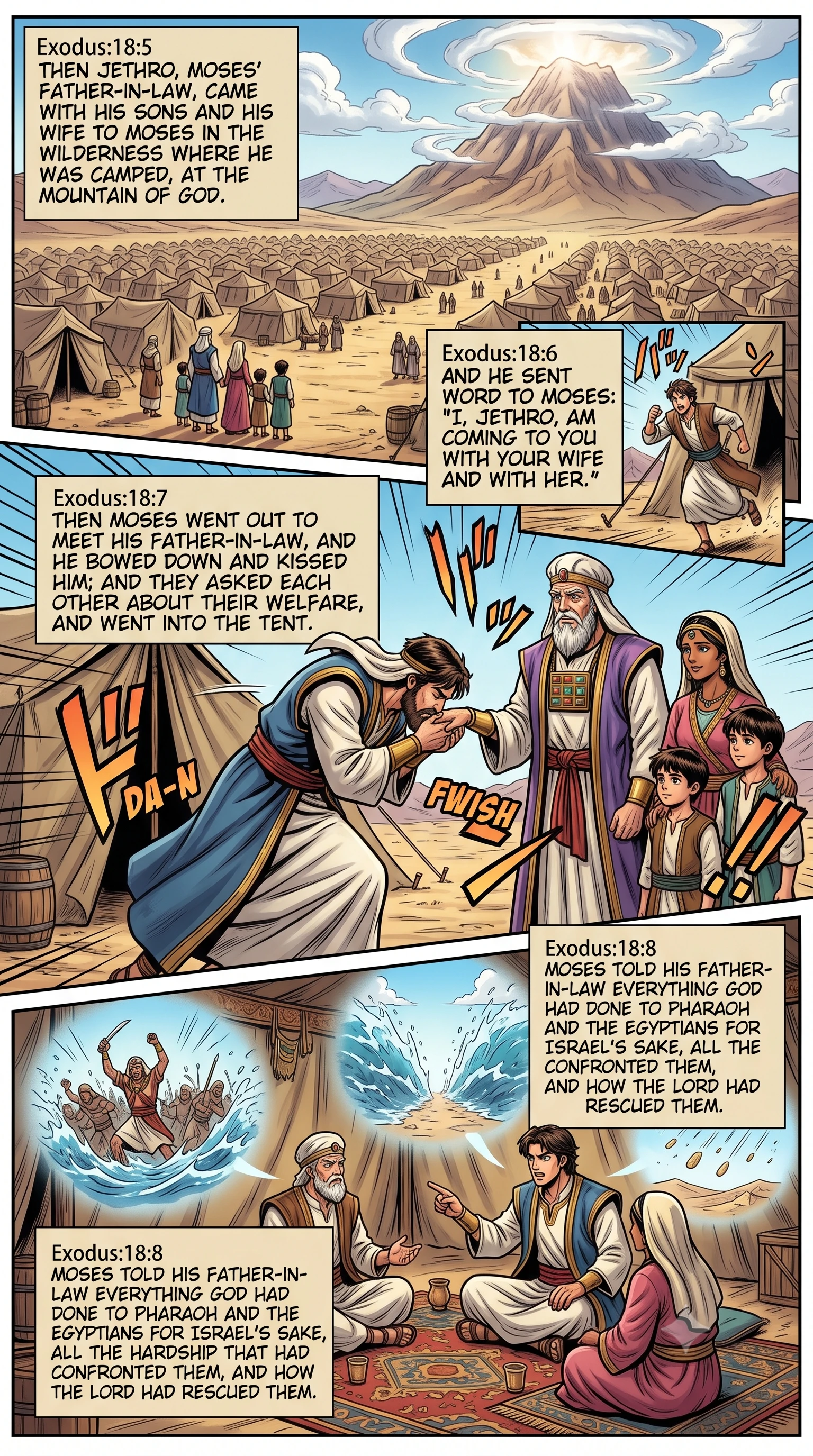 Exodus 18 illustration: Reunion, Testimony, and Sacrifice to God