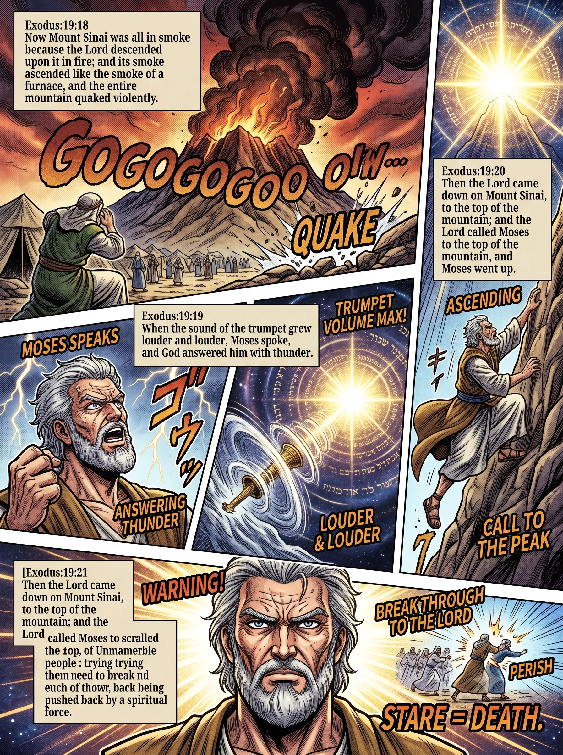Exodus 19 illustration: Thunder, Fire, and Smoke on Sinai